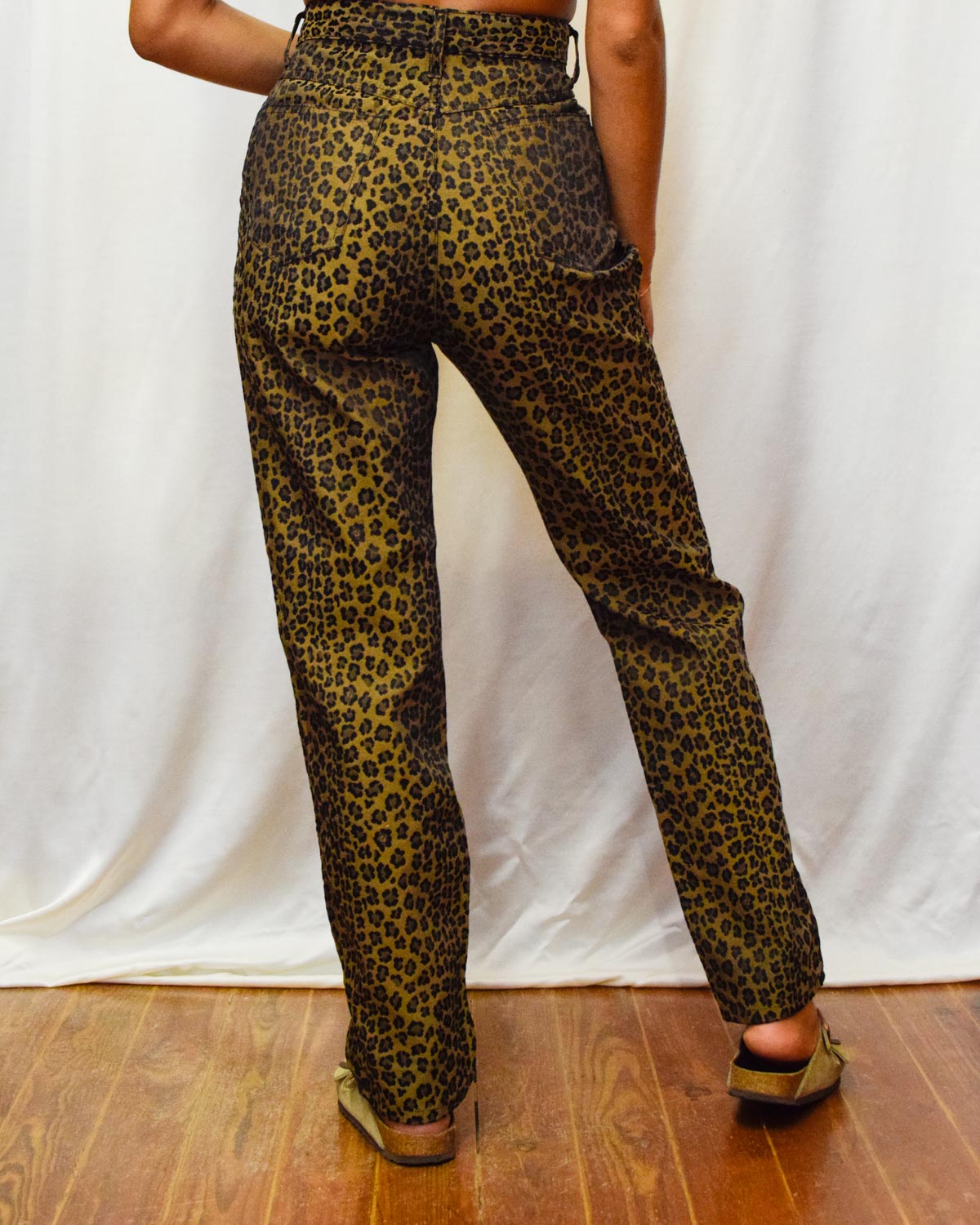 Calça cintura alta Fendi vintage padrão leopardo original - 38