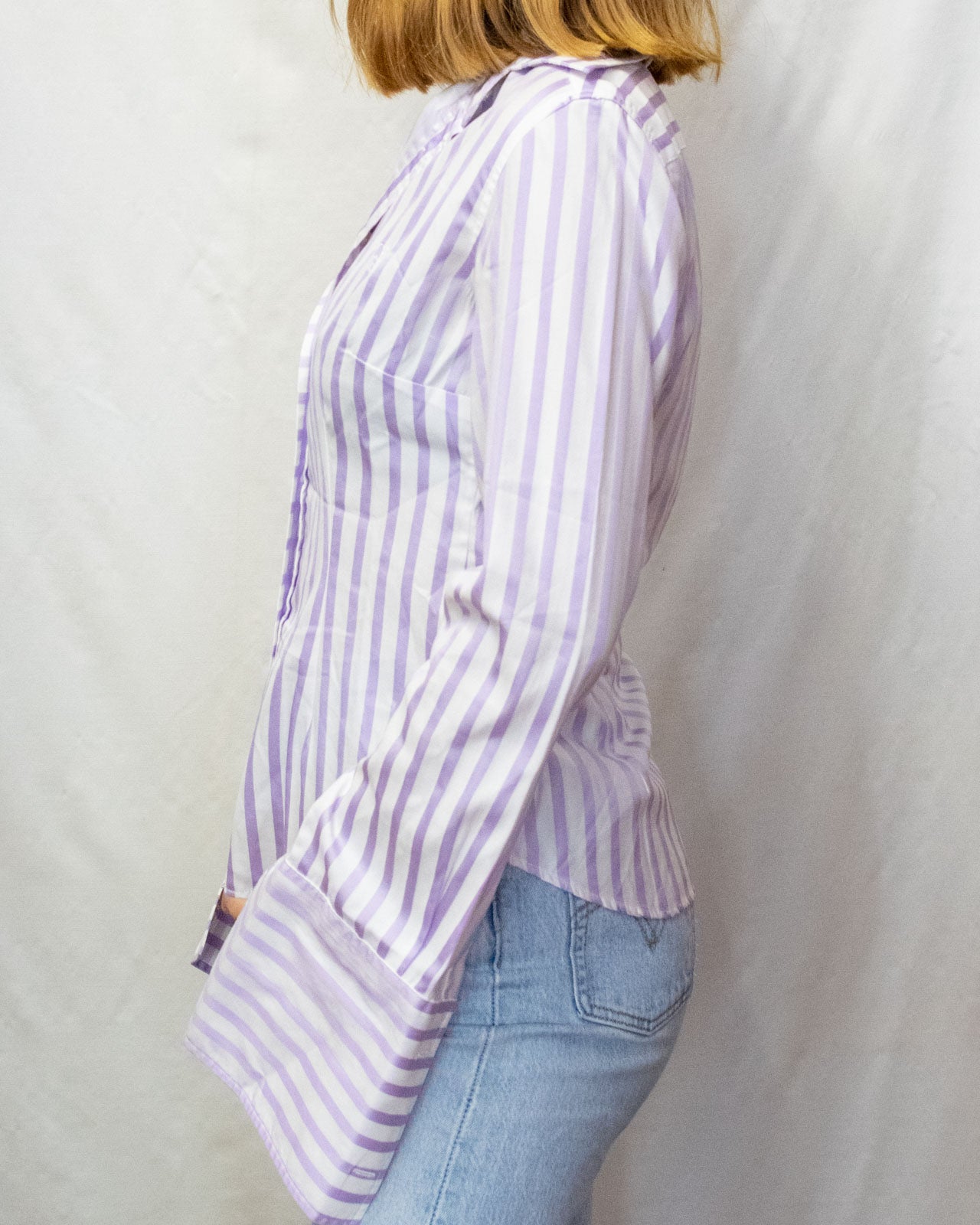 White and Lilac Carolina Herrera Sleeved Shirt - Made in Portugal