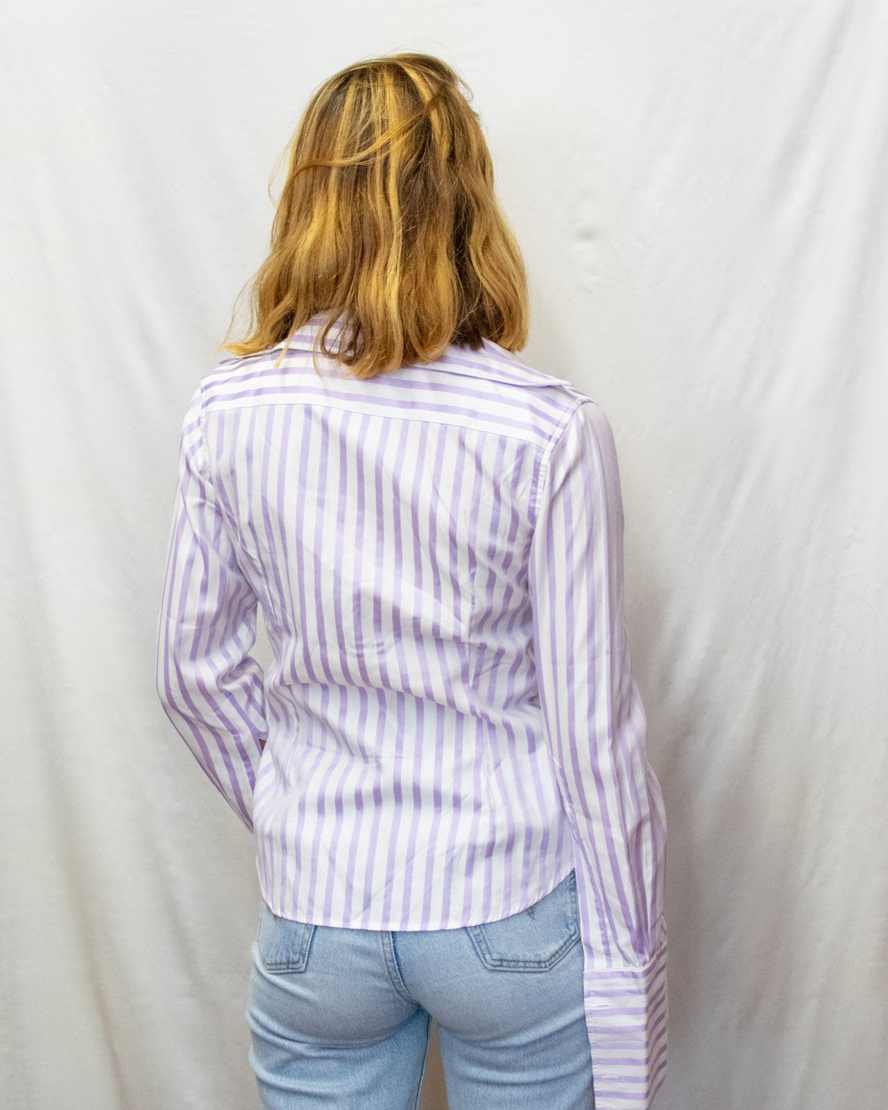 White and Lilac Carolina Herrera Sleeved Shirt - Made in Portugal