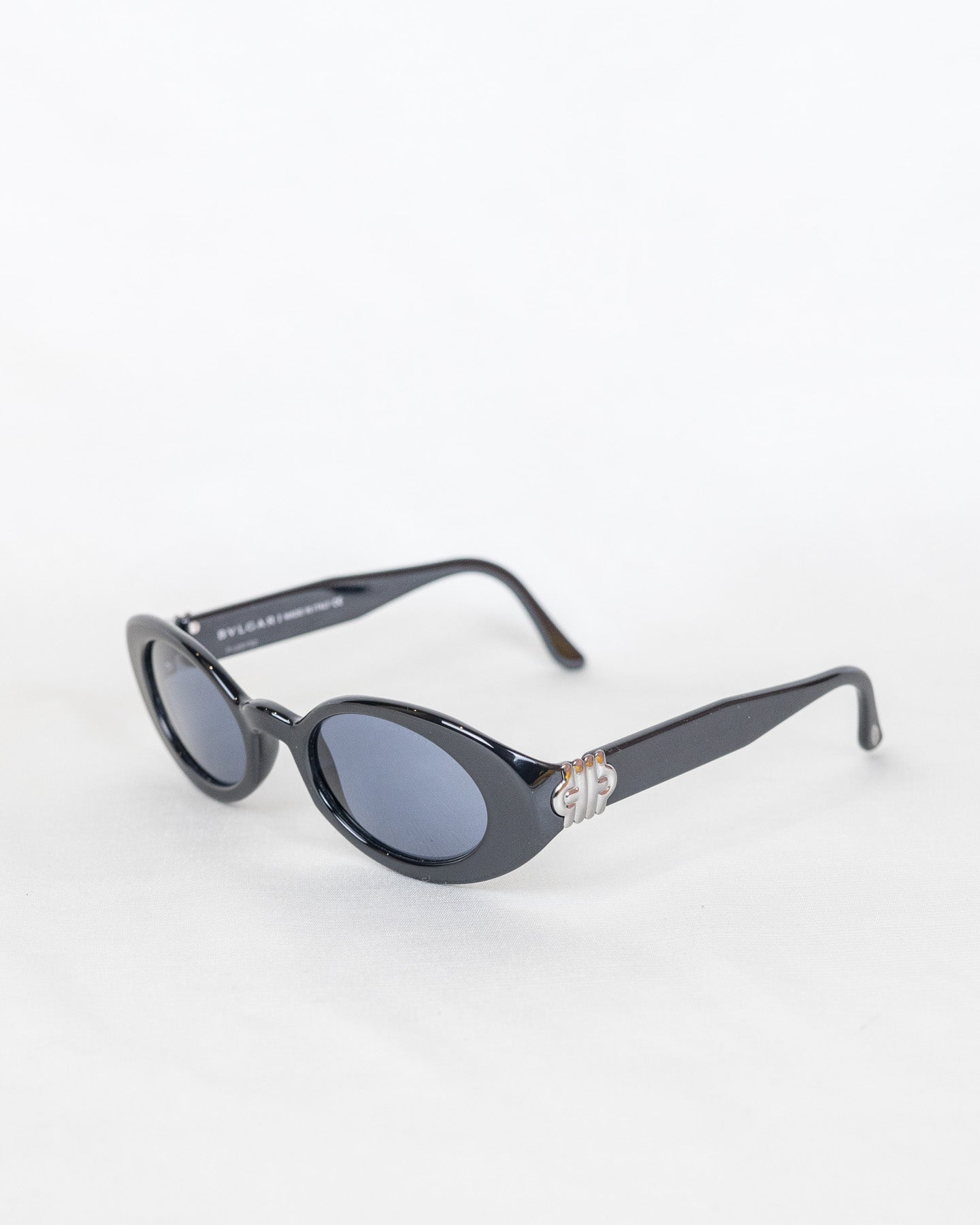 BVLGARI BLACK LOGO SUNGLASSES WITH SILVER LOGO WITH BOX