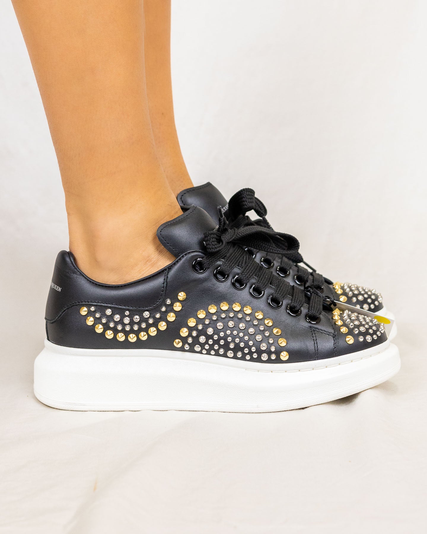 Alexander McQueen Oversized Spike-studded Black Sneakers with box - Size 37