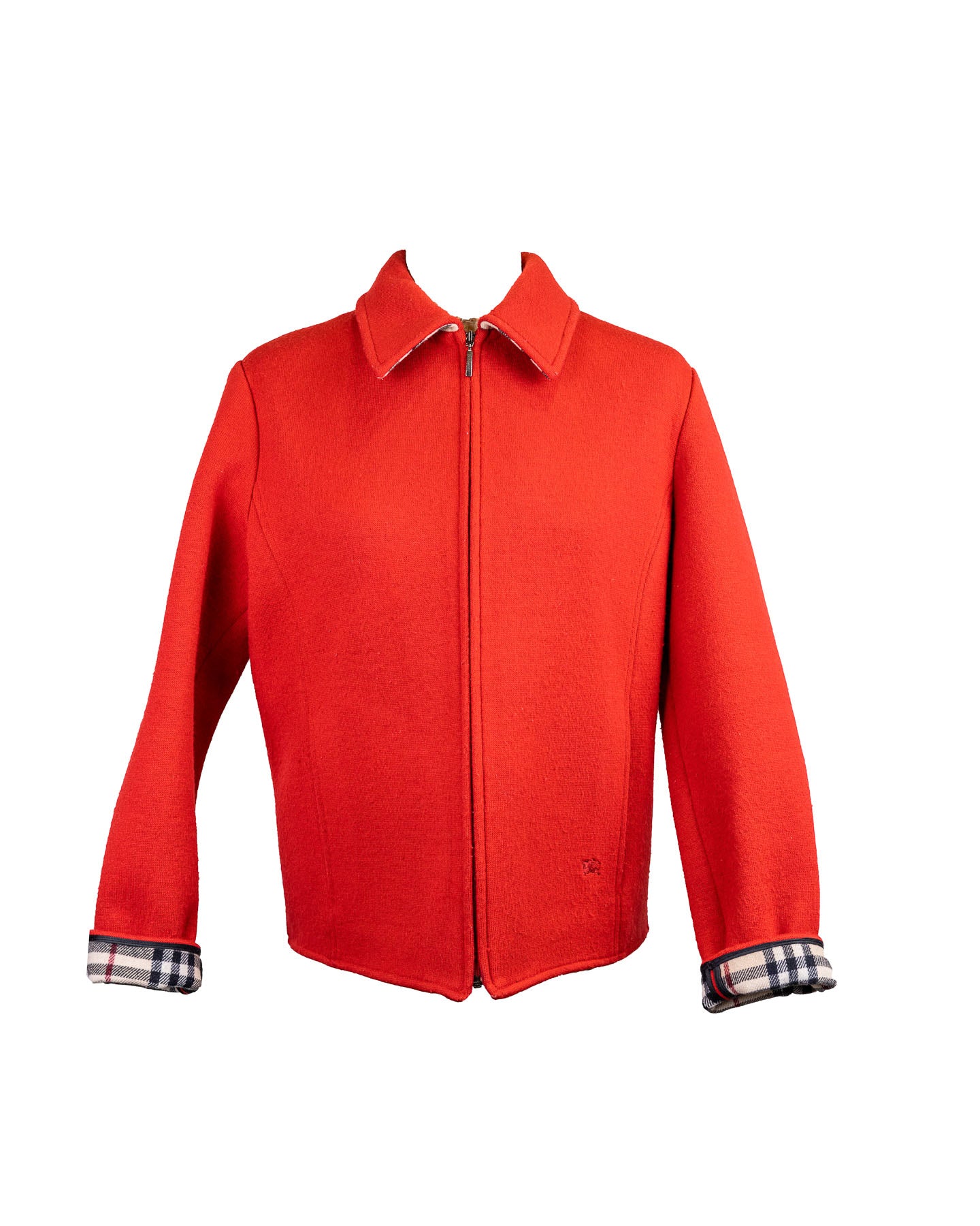 Burberry Jaqueta xadrez vermelho vintage de lã