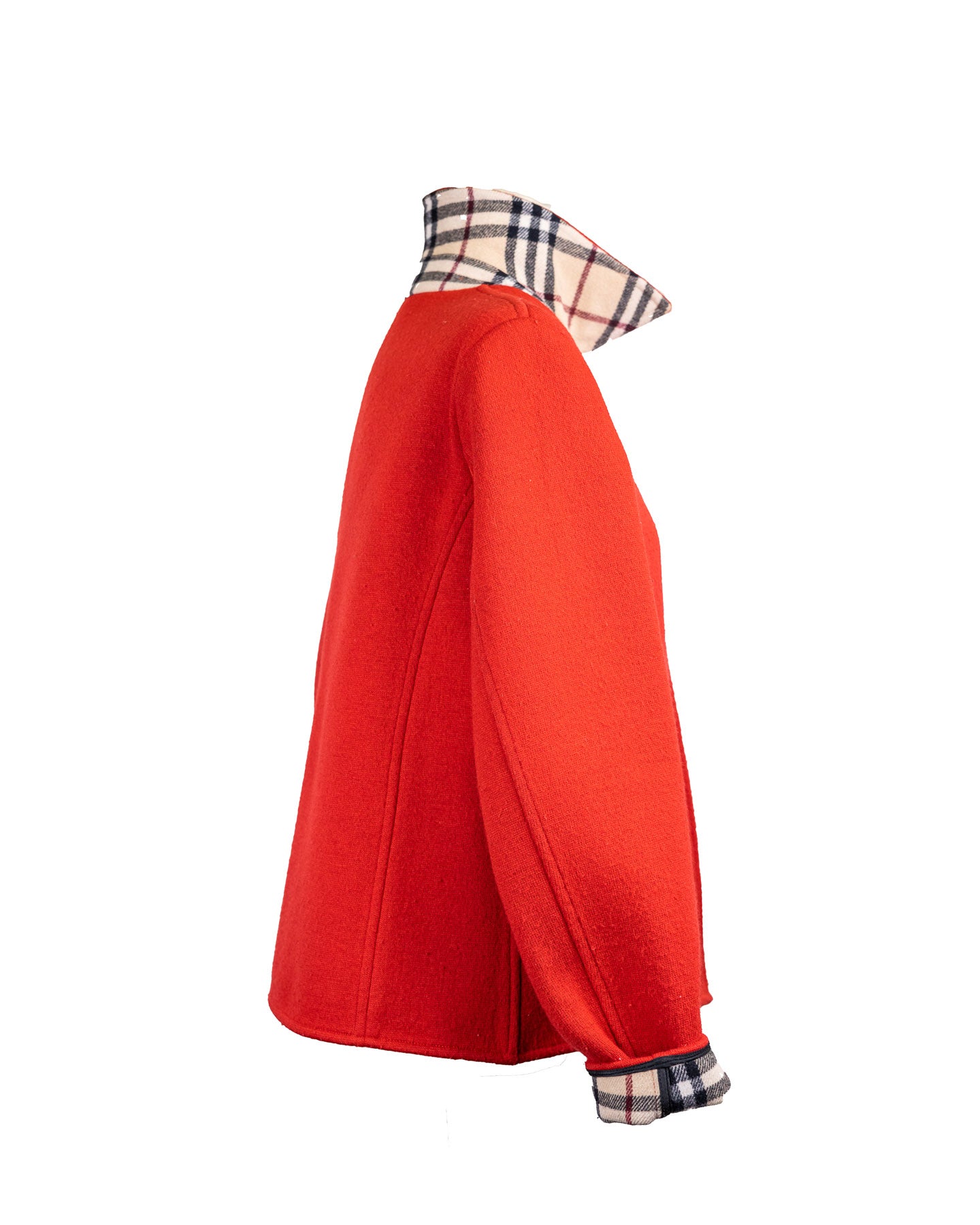 Burberry Jaqueta xadrez vermelho vintage de lã