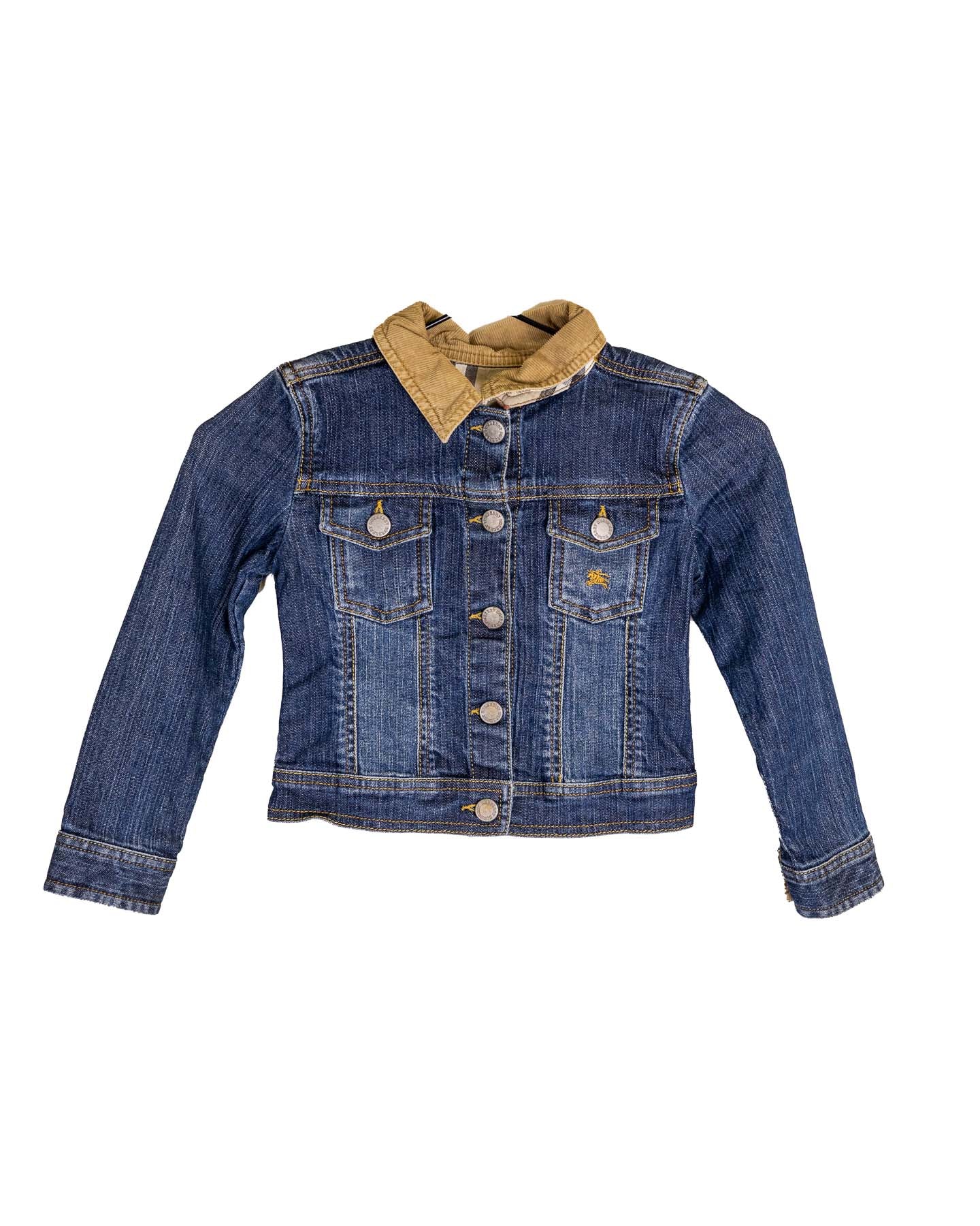 Jaqueta jeans Burberry com gola de veludo cotelê