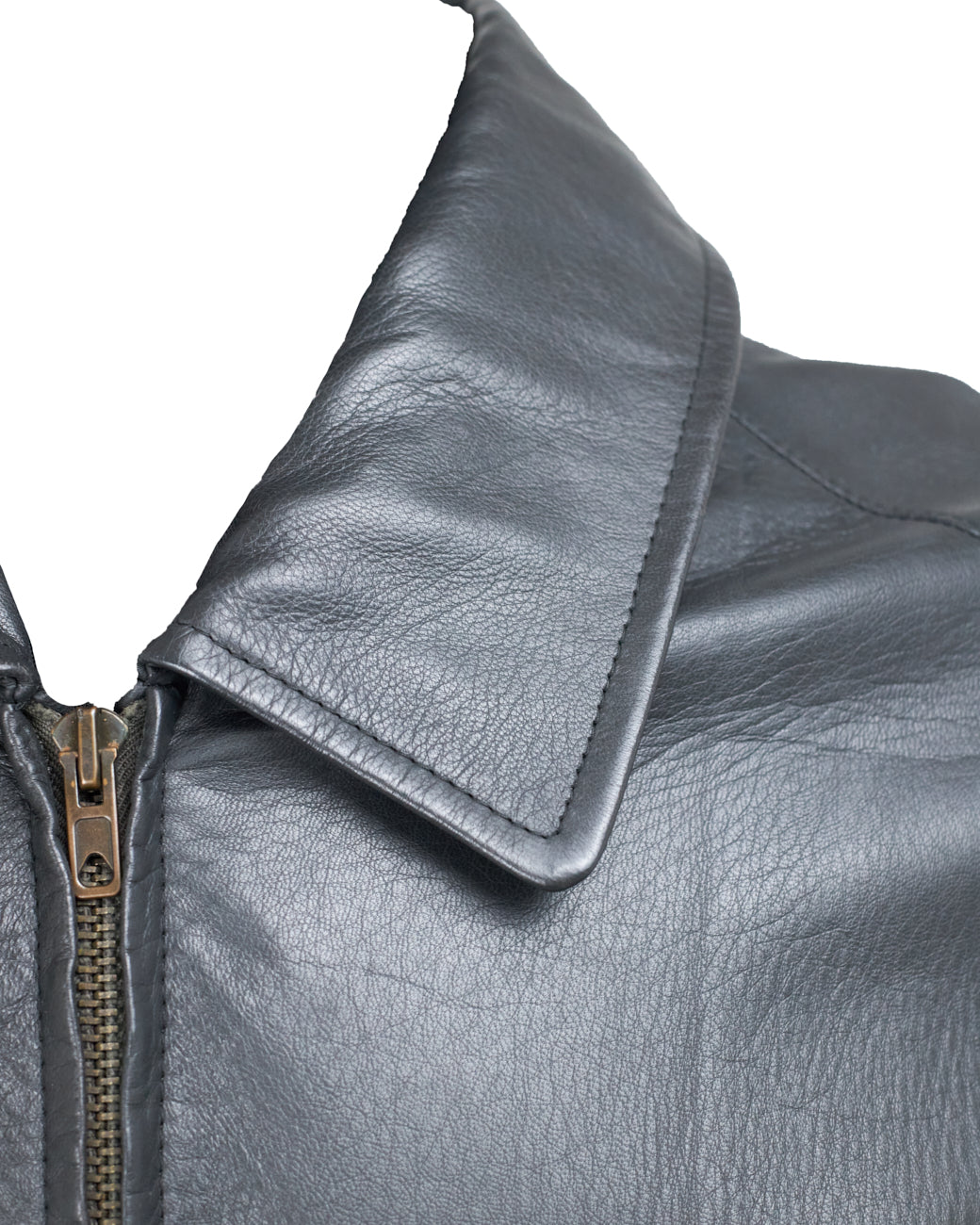 Jaqueta bomber de couro cinza escuro Burberry