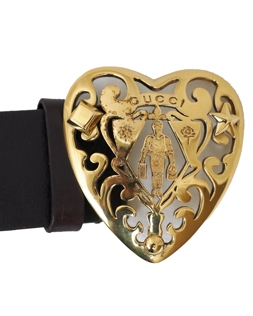 Gucci Brown Leather Heart Belt - size 36