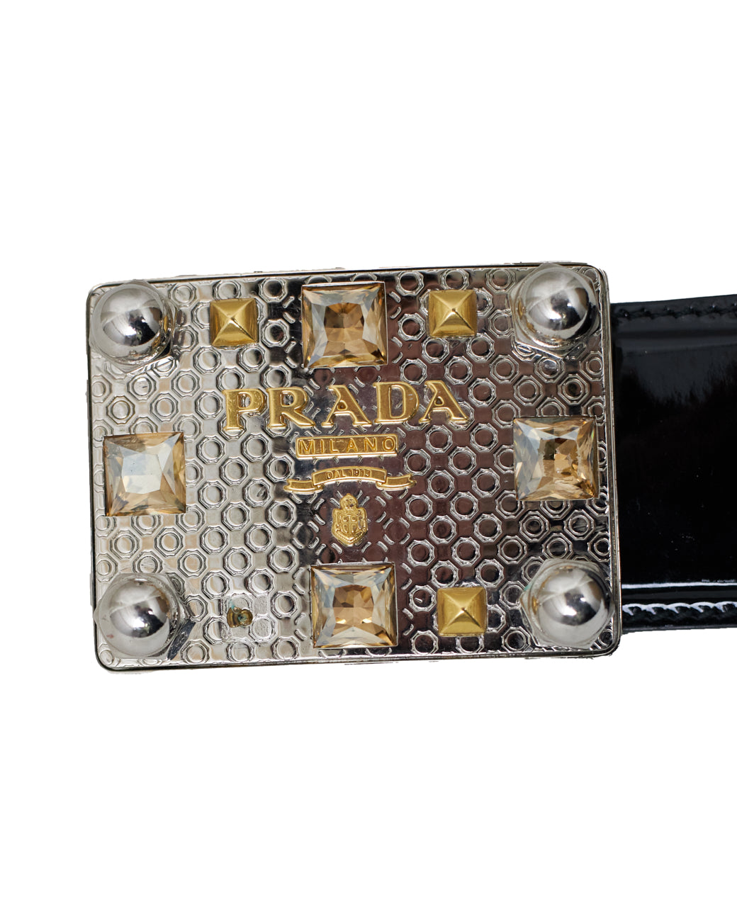 Cinto Prada Preto Vinil Couro - tamanho 36