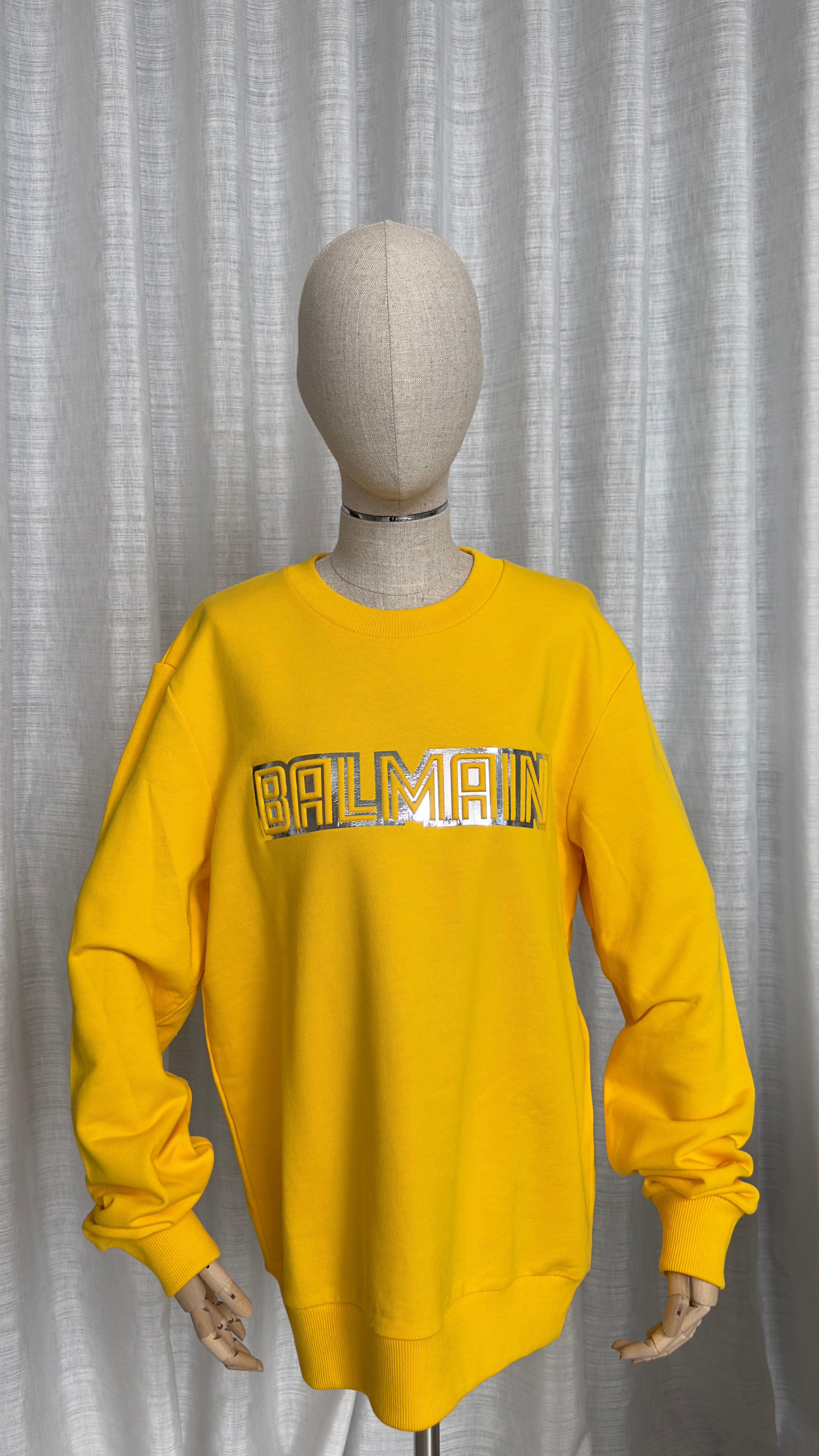 Balmain Crewneck Sweatshirt In Yellow - Size L