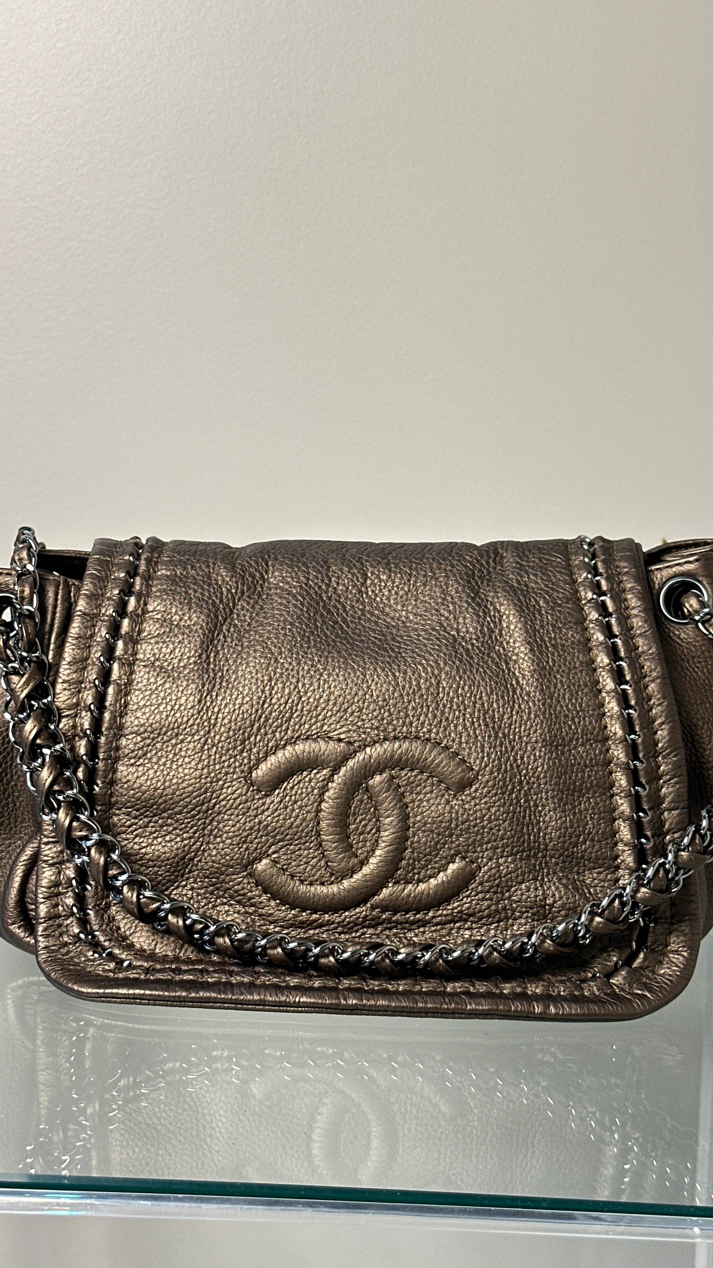CHANEL LUXURY LINE LEATHER SINGLE FLAP IN BRONZE