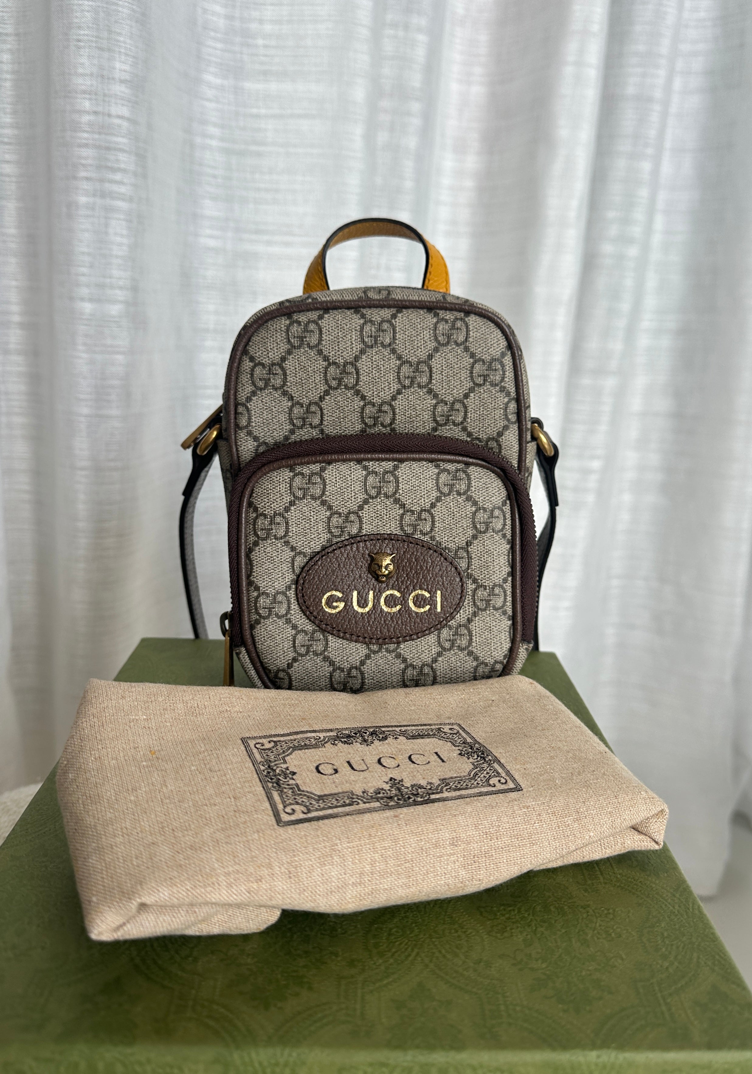 GUCCI NEO VINTAGE SUPREME MINI CROSSBODY BAG IN BROWN