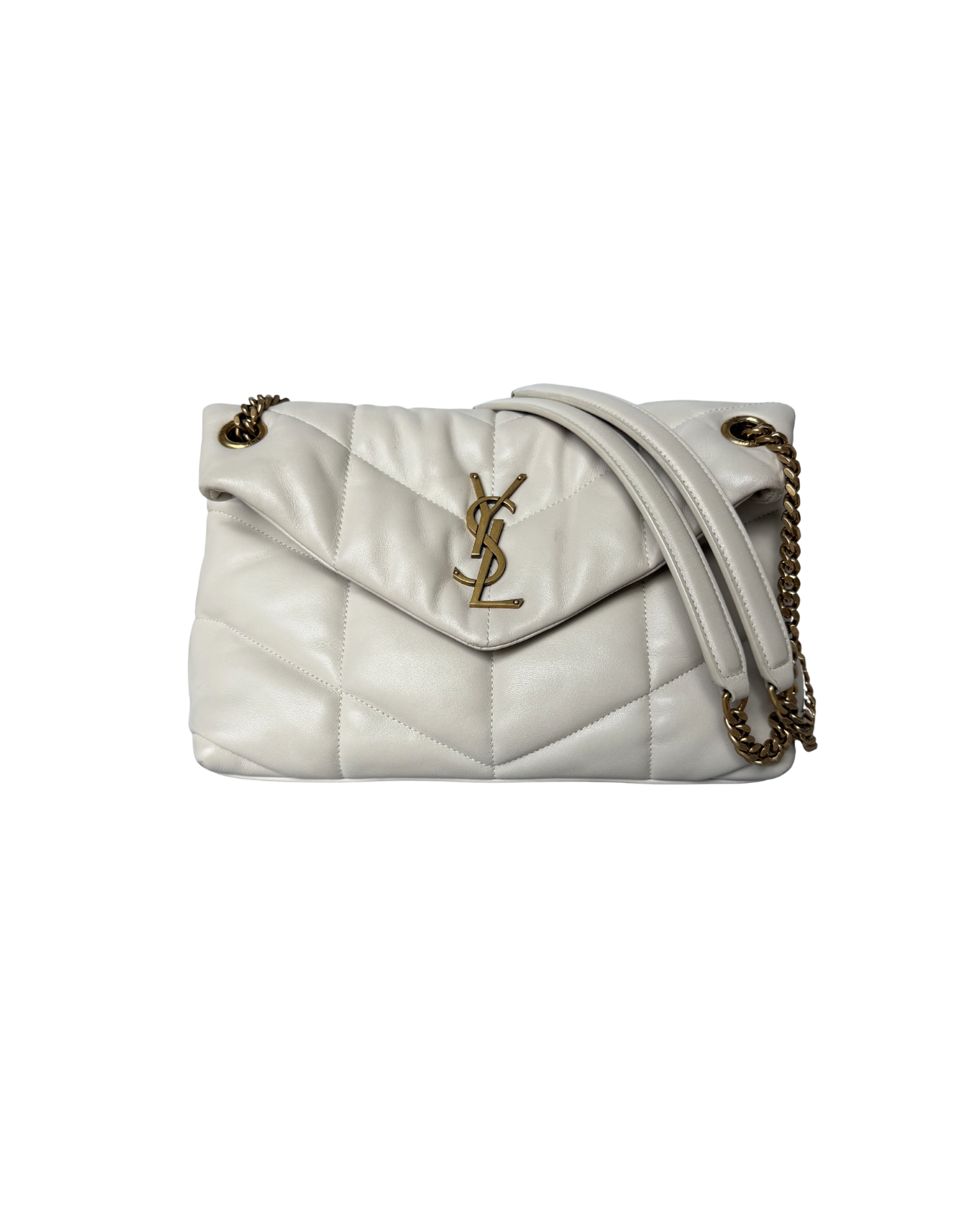 SAINT LAURENT LOULOU PUFFER MEDIUM IN WHITE