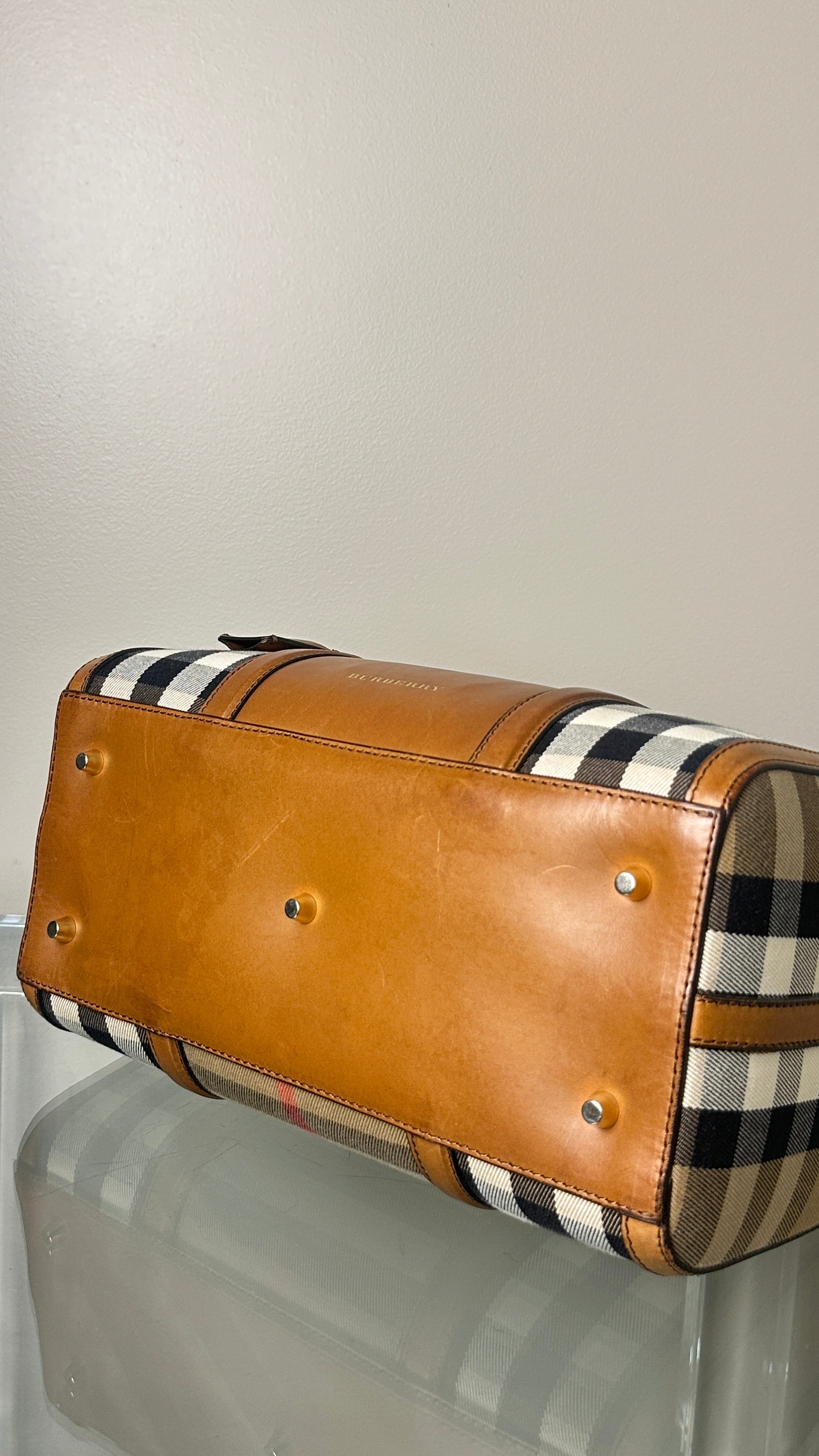 BURBERRY LEATHER BOWLING BAG IN BROWN