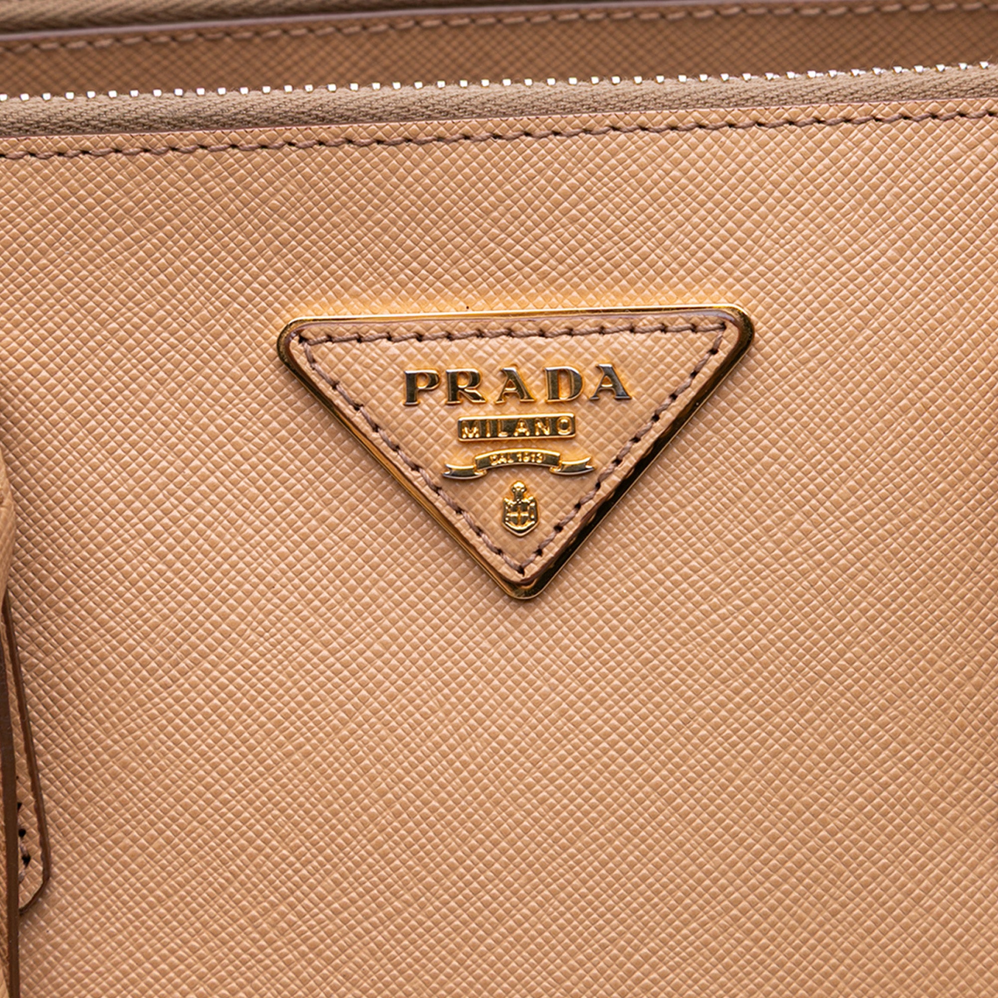 Prada Large Saffiano Lux Galleria Double Zip Satchel In Beige