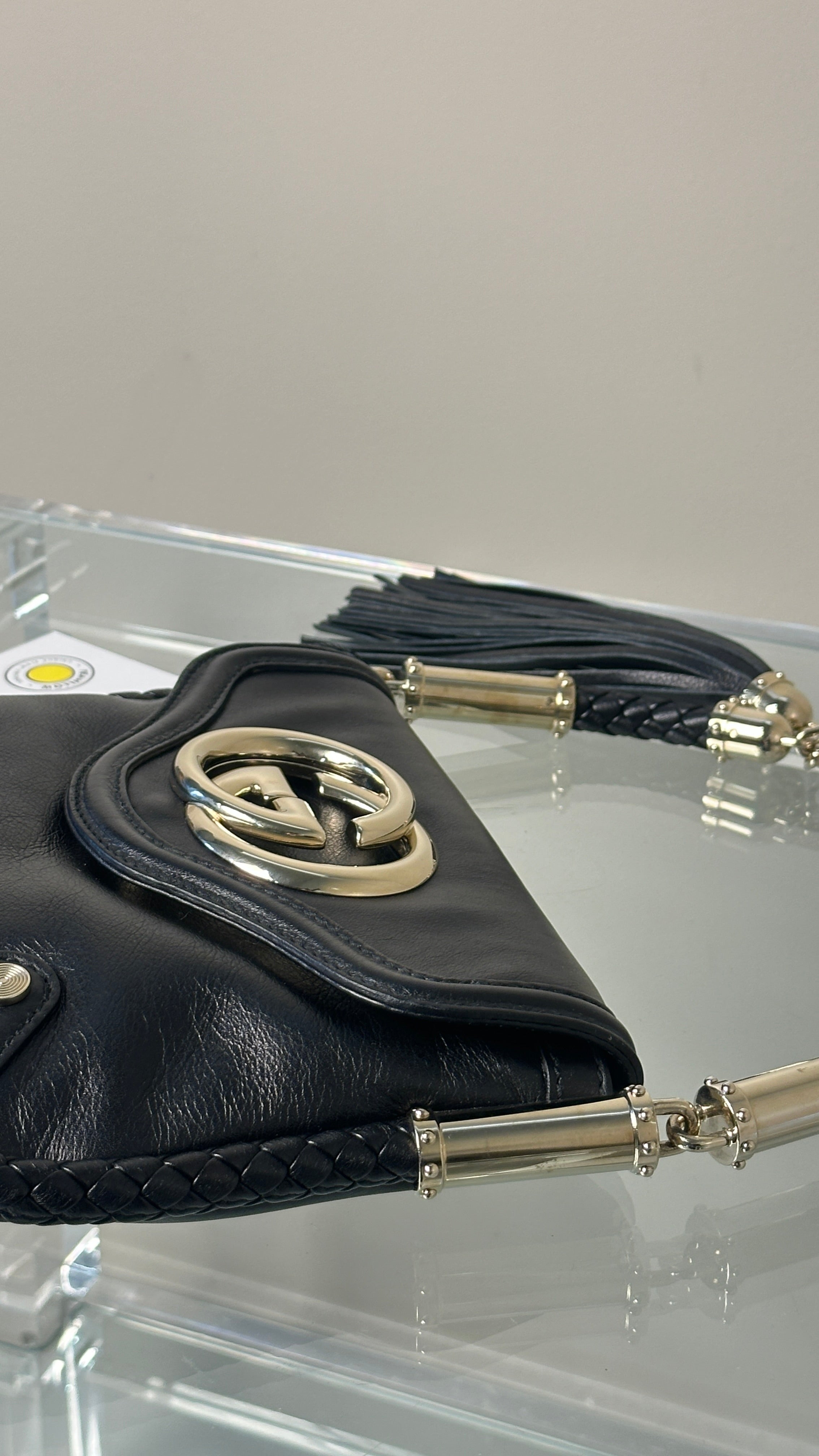 GUCCI BRITT TASSEL HANDBAG IN BLACK