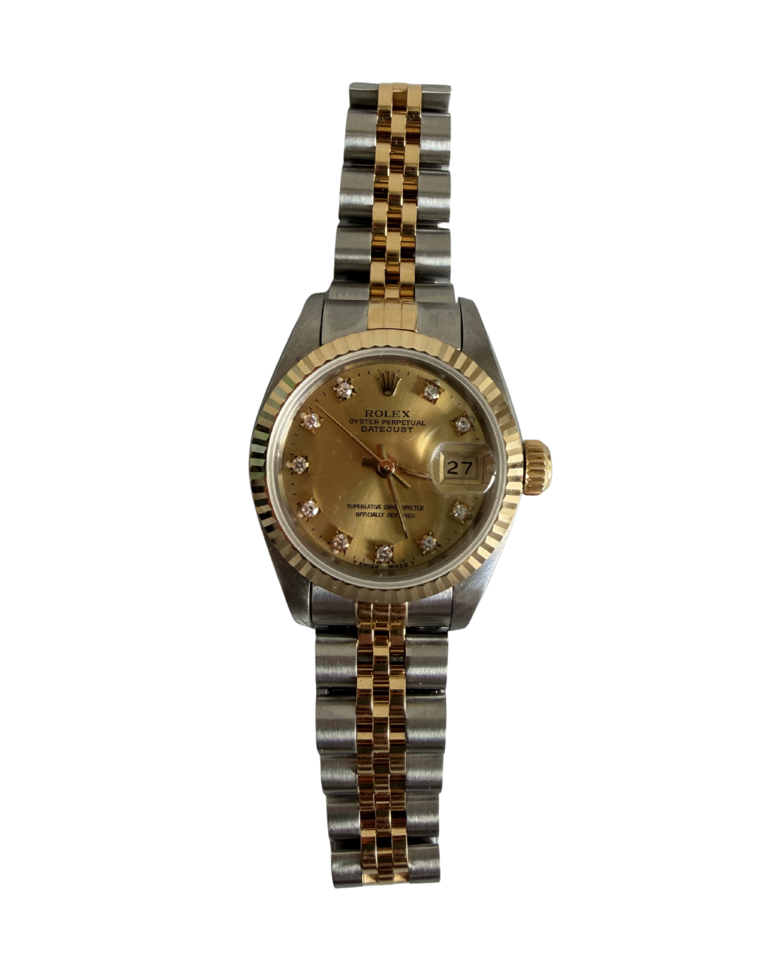 ROLEX LADY DATEJUST 26MM IN STEEL AND GOLD WITH CHAMPAGNE DIAL AND DIAMONDS