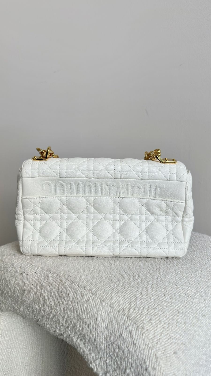 DIOR MEDIUM CARO BAG CANNAGE CALFSKIN IN WHITE