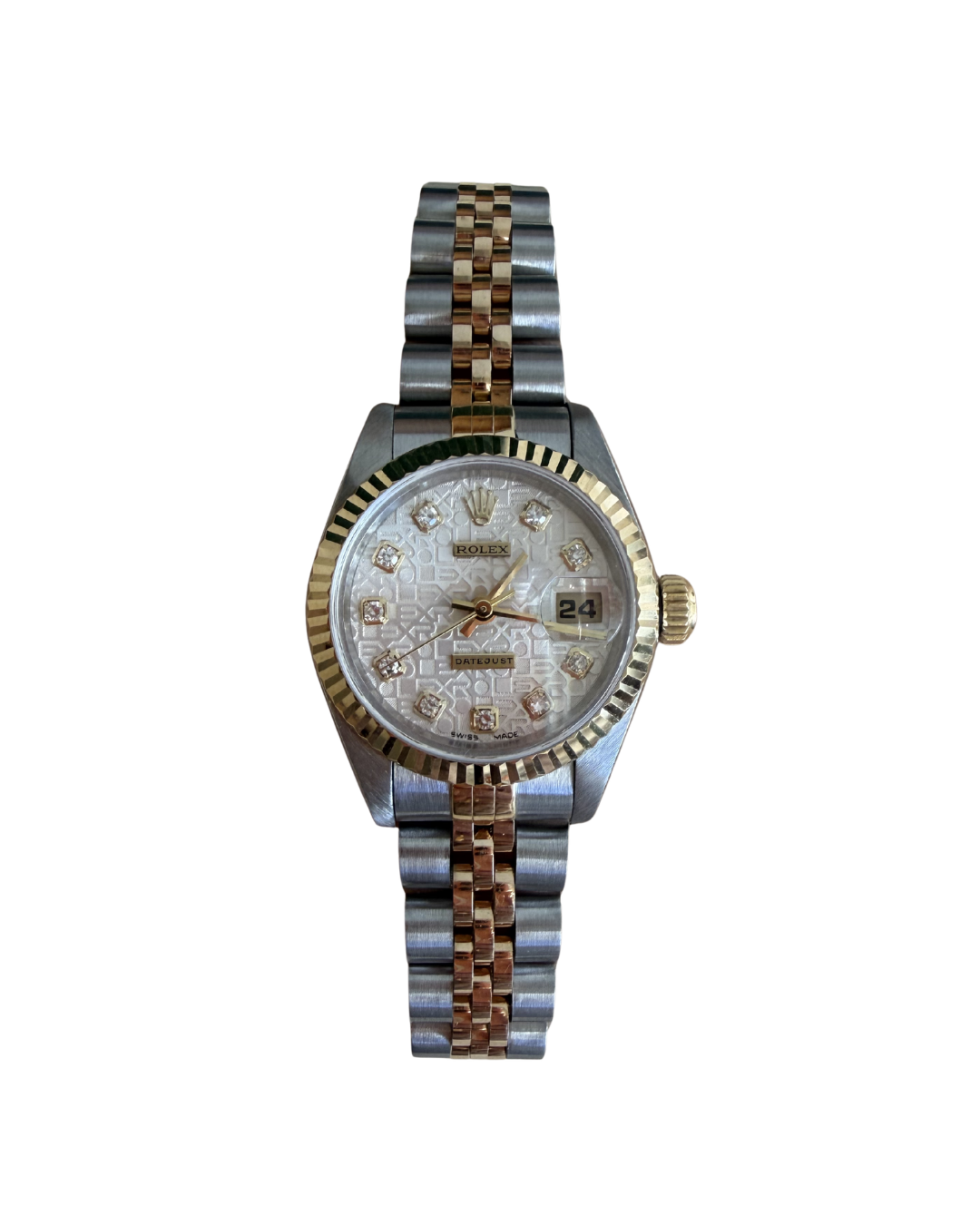 ROLEX LADY DATEJUST 26MM IN STEEL AND GOLD WITH WHITE DIAL AND DIAMONDS