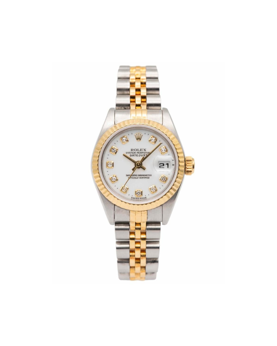 ROLEX LADY DATEJUST 26MM IN STEEL AND GOLD WITH WHITE DIAL AND DIAMONDS