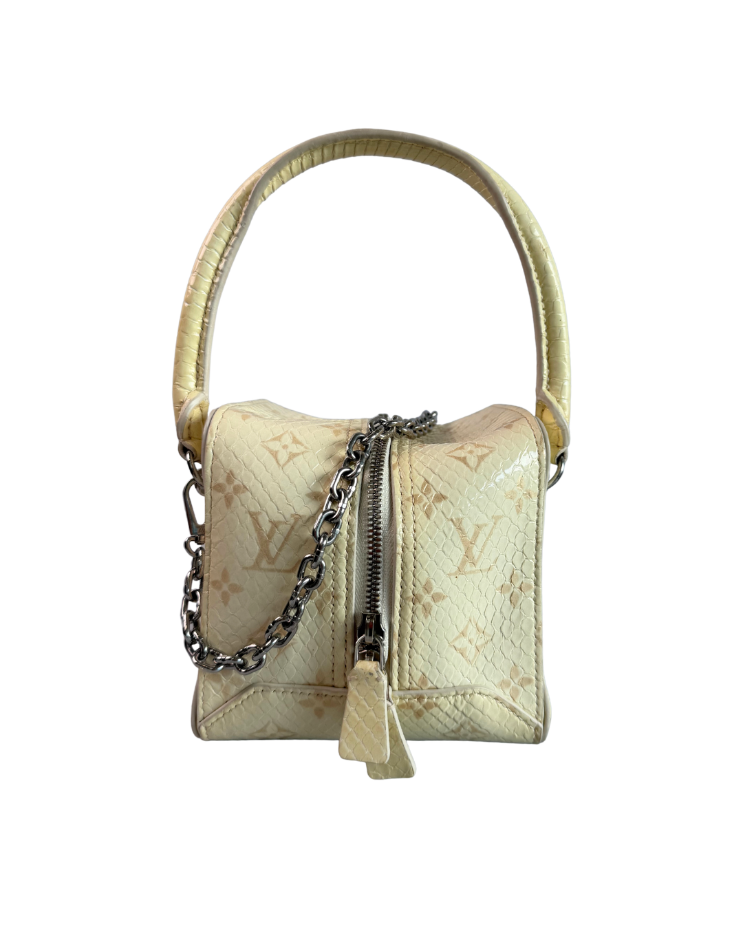 Louis Vuitton White Monogram Shiny Python Square Bag