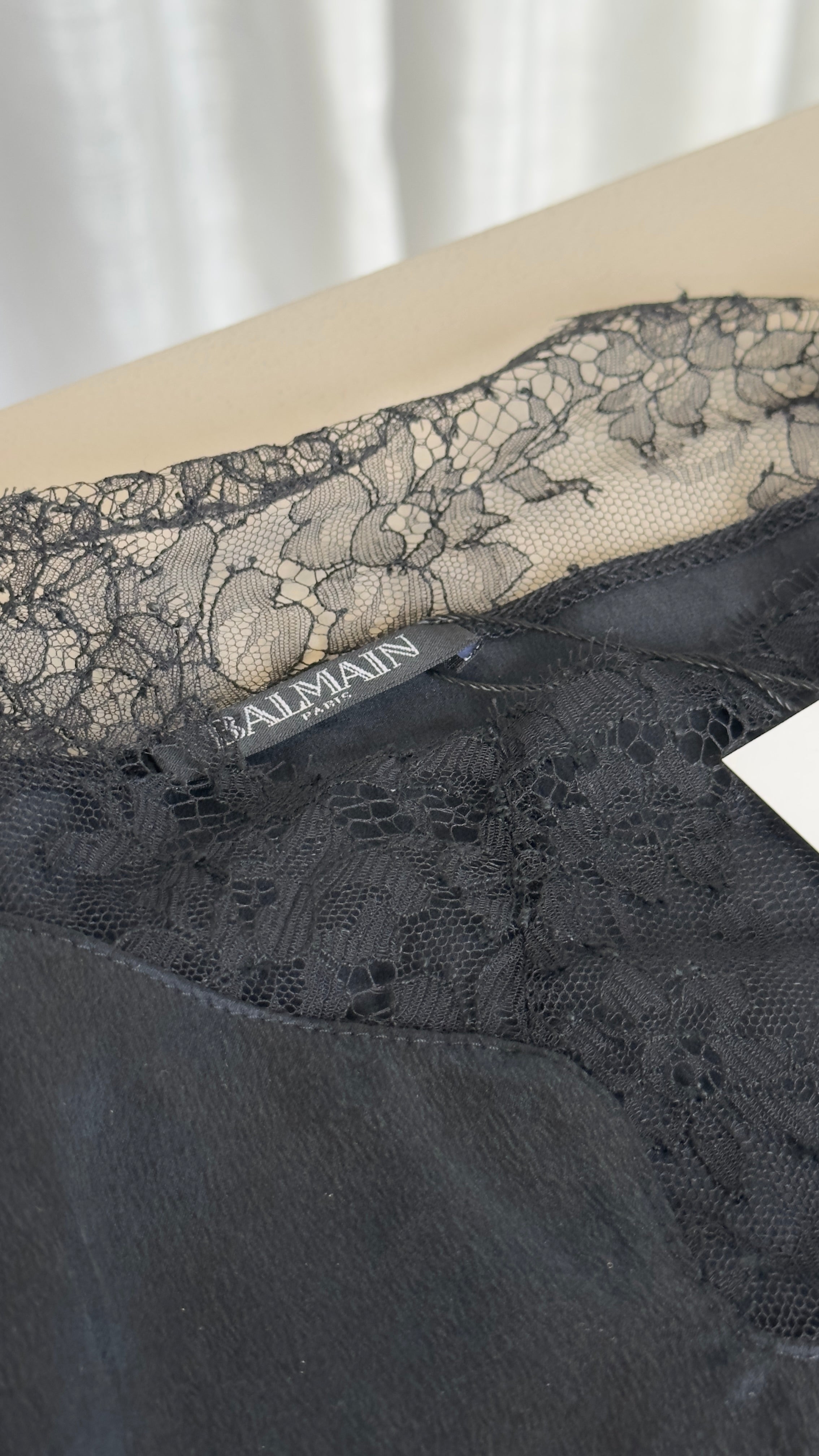 Balmain Silk Top with Lace Detail - Size M