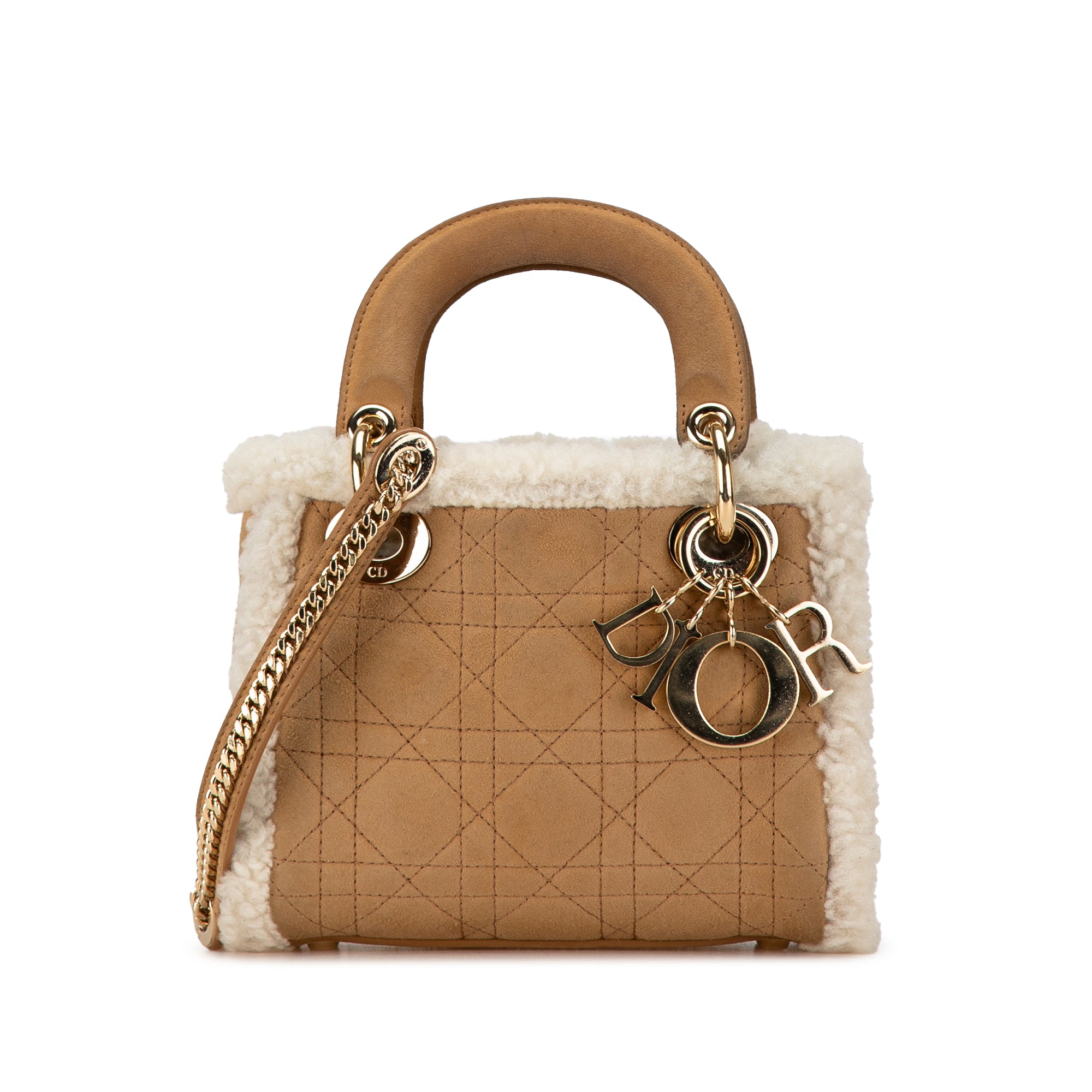 Dior Mini Suede Shearling Cannage Lady Dior