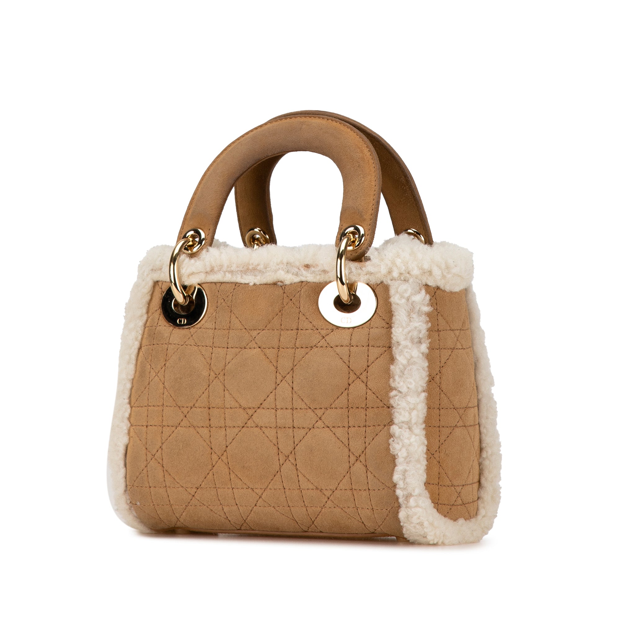 Dior Mini Suede Shearling Cannage Lady Dior