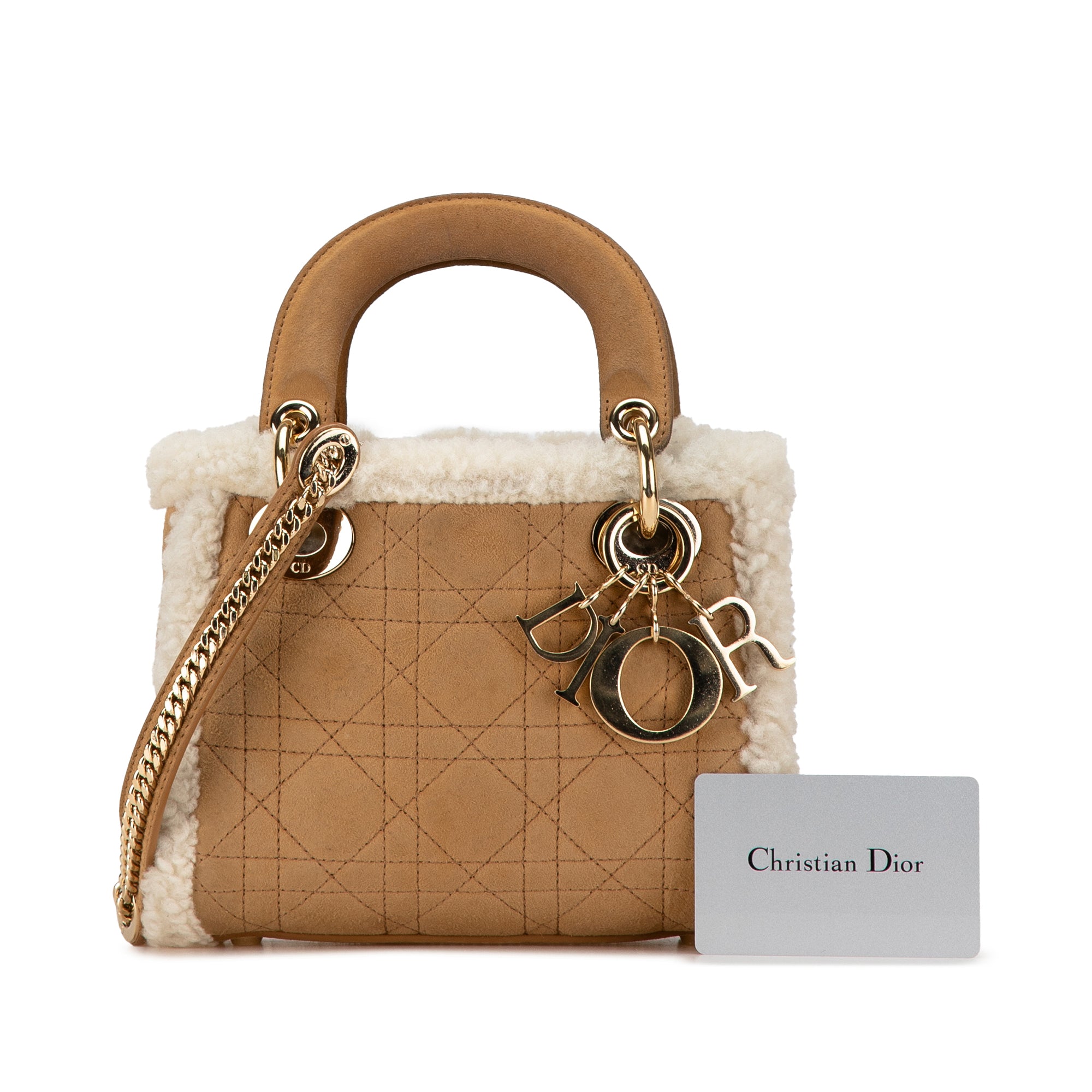 Dior Mini Suede Shearling Cannage Lady Dior