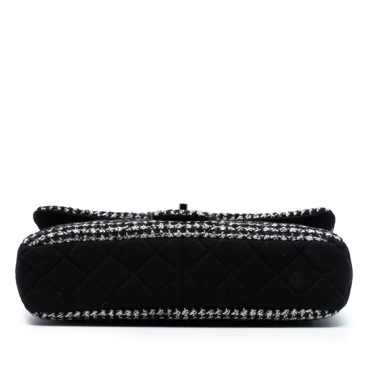 Chanel Jumbo CC Quilted Jersey and Tweed Chain Flap Black