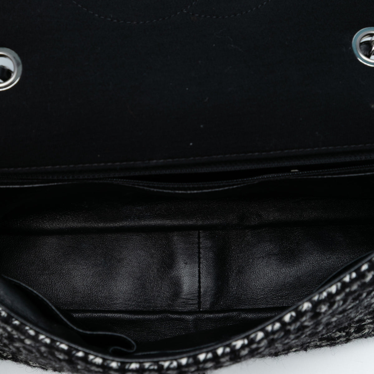 Chanel Jumbo CC Quilted Jersey and Tweed Chain Flap Black