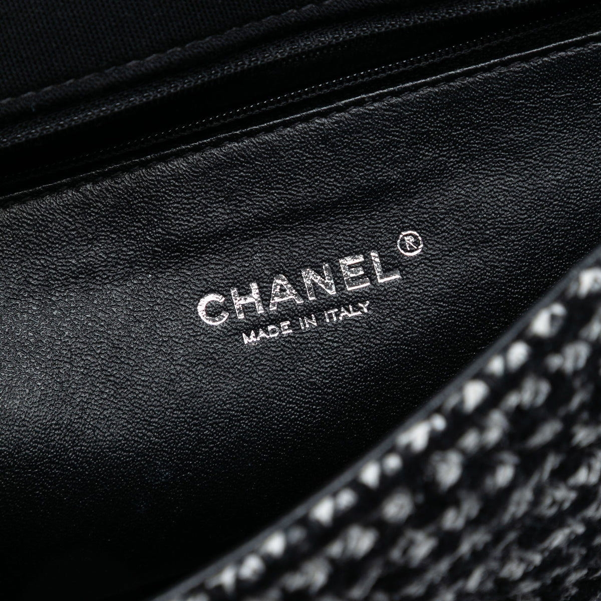 Chanel Jumbo CC Quilted Jersey and Tweed Chain Flap Black