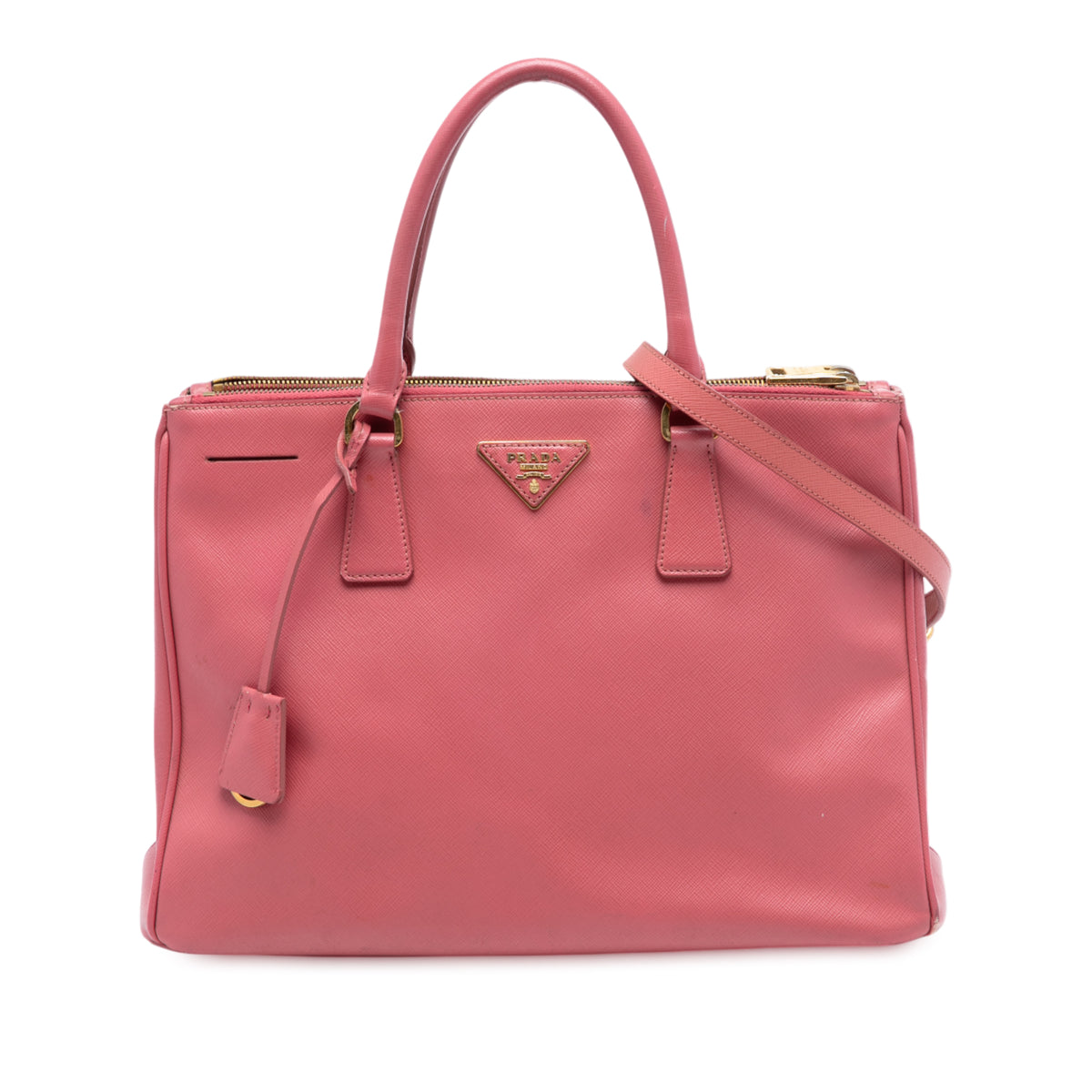Prada Medium Saffiano Lux Galleria Double Zip Satchel Pink