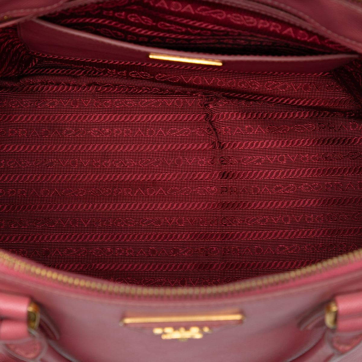 Prada Medium Saffiano Lux Galleria Double Zip Satchel Pink
