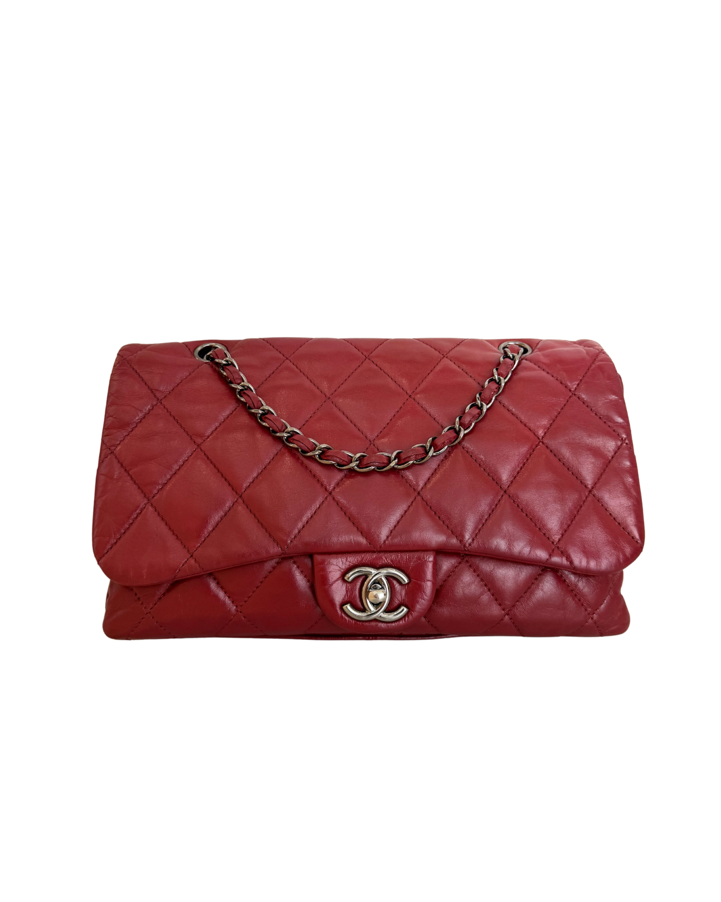 CHANEL MAXI LAMBSKIN 3 ACCORDION FLAP SHOULDER BAG