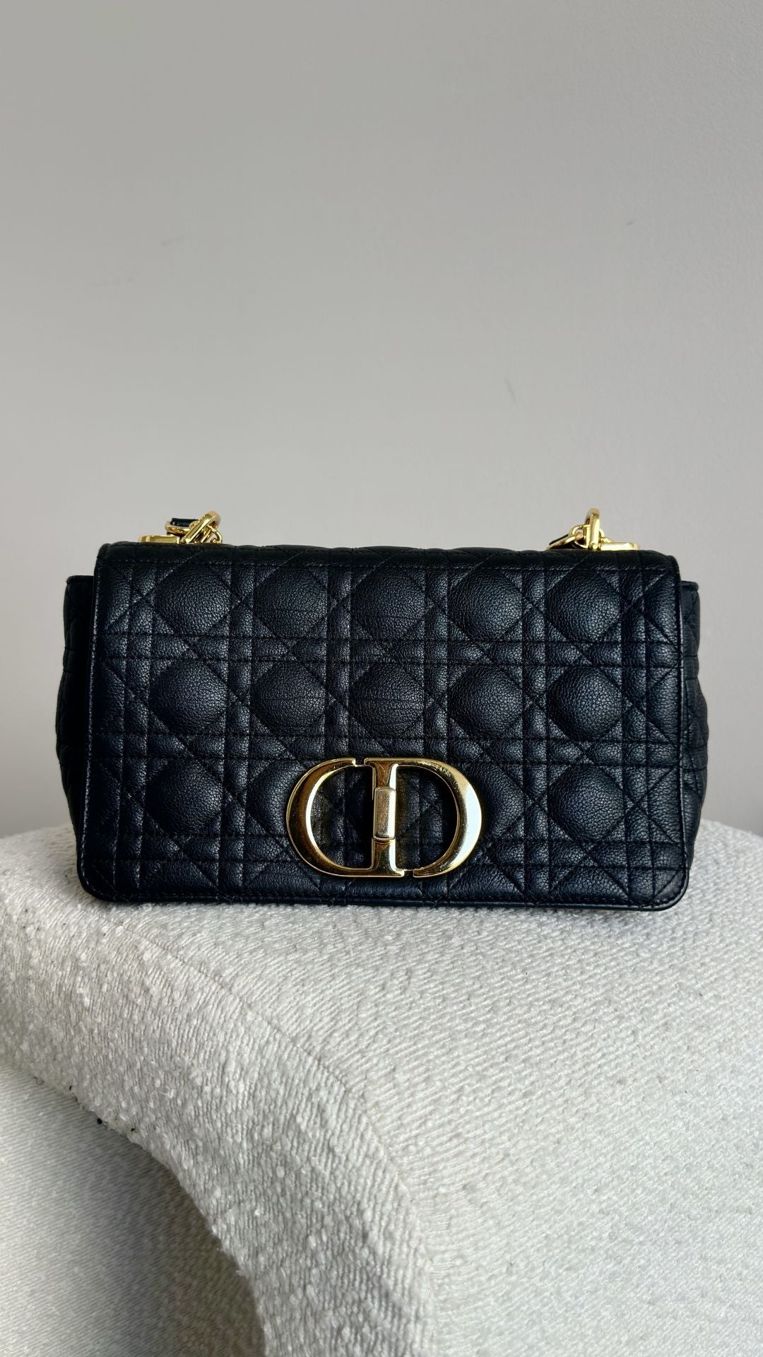 DIOR MEDIUM CARO BAG CANNAGE CALFSKIN IN BLACK