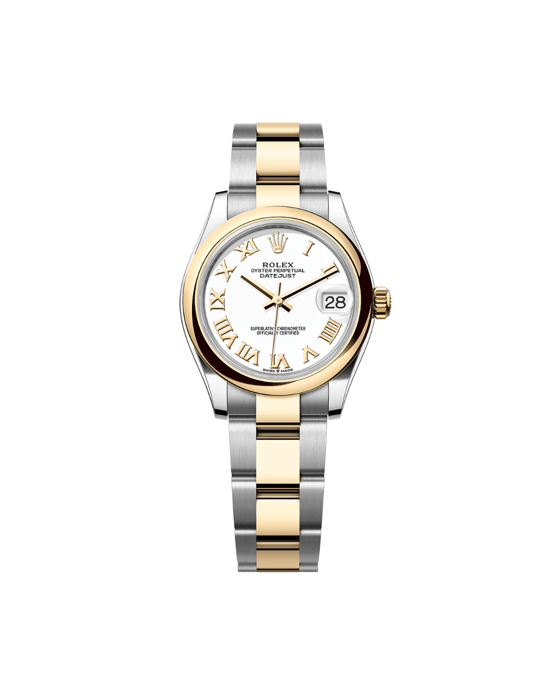 Rolex Datejust 31mm 2-Tone White Roman Dial Oyster Watch with Box and Documents