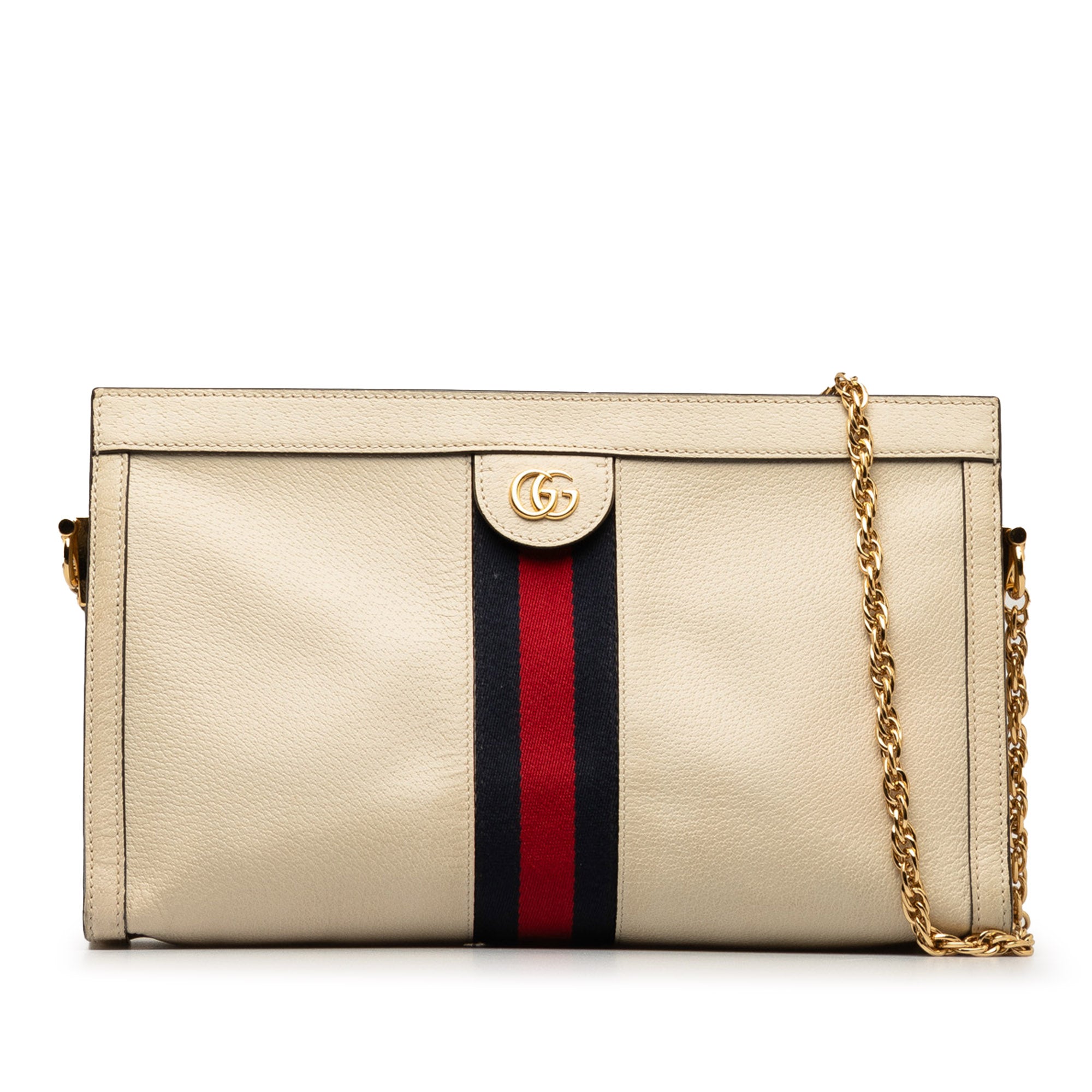 Gucci Leather Ophidia Chain Crossbody In White