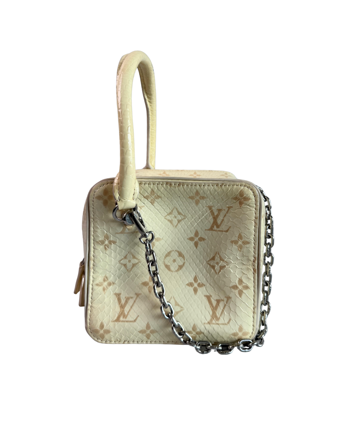 Louis Vuitton White Monogram Shiny Python Square Bag