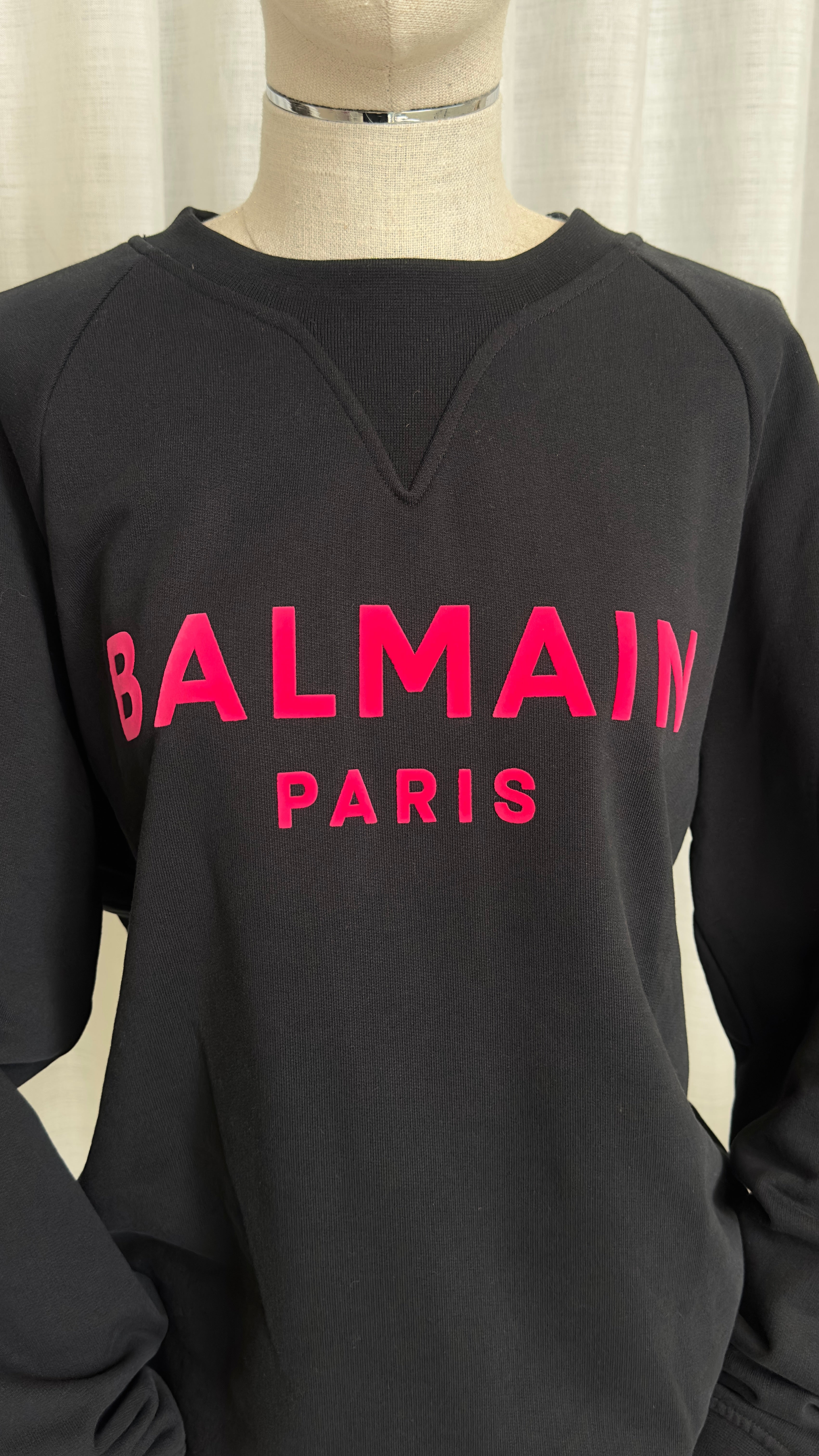 Balmain Red Logo Sweatshirt In Black - Size L