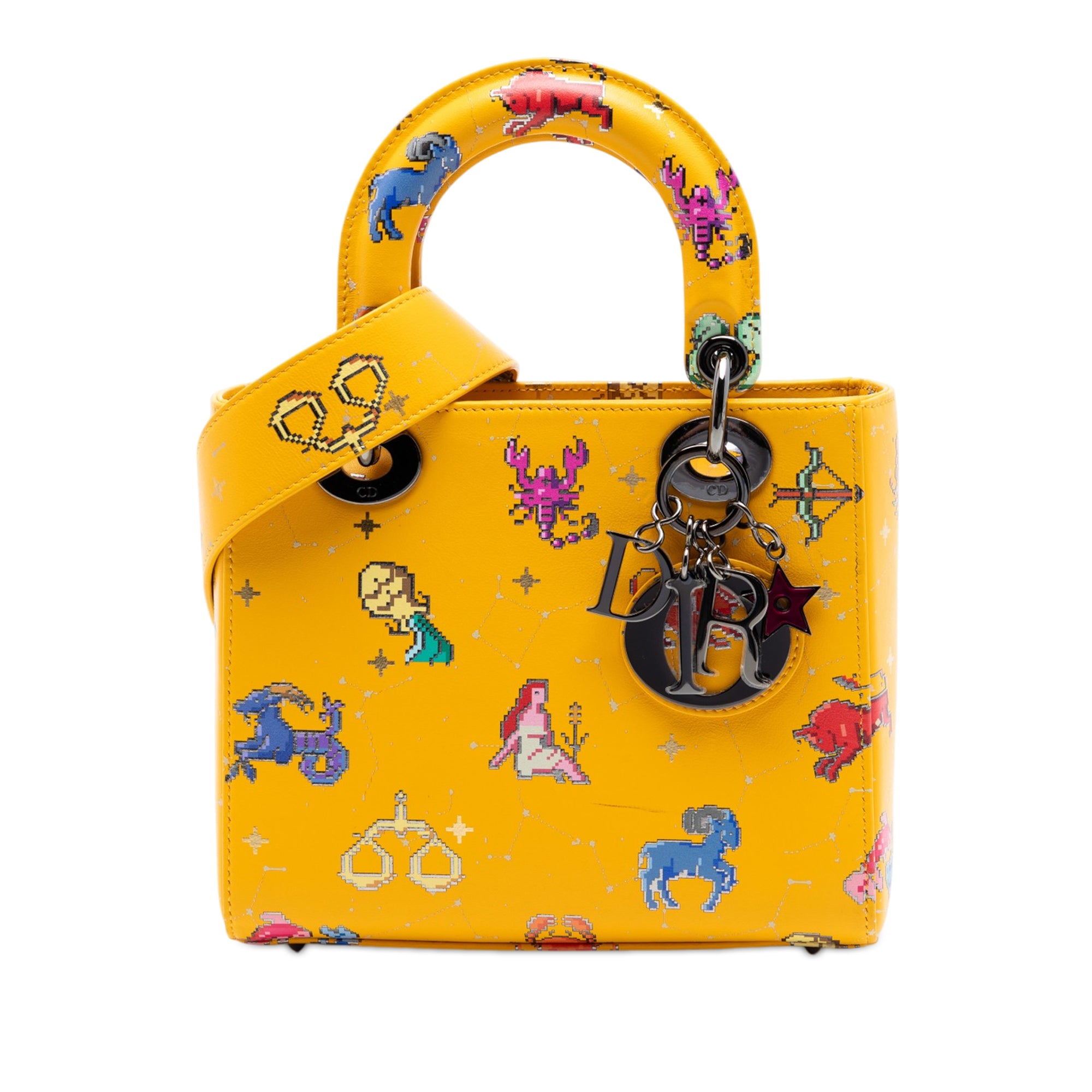 Dior Small Calfskin Pixel Zodiac Lady Dior Yellow