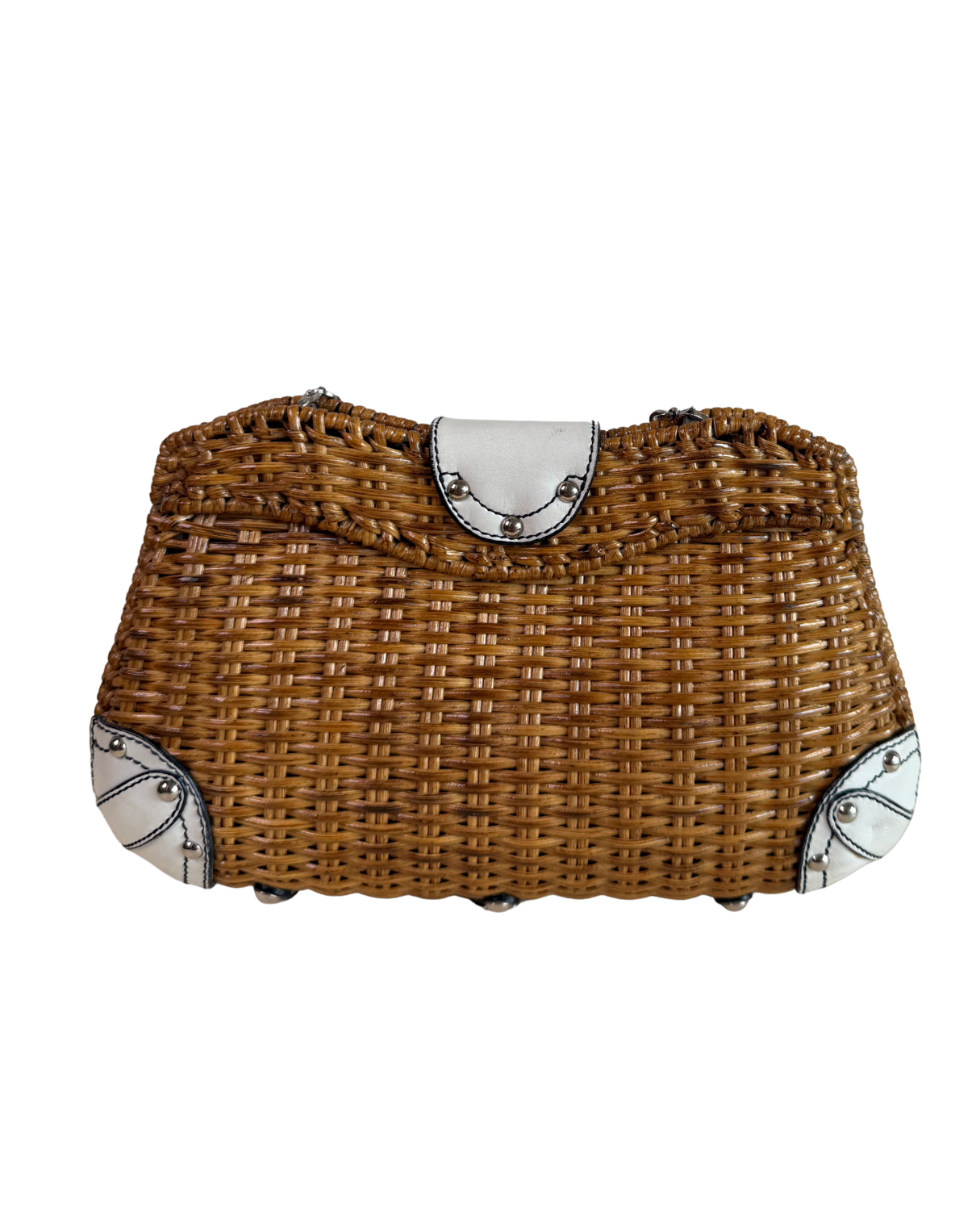 Salvatore Ferragamo Straw and Leather clutch