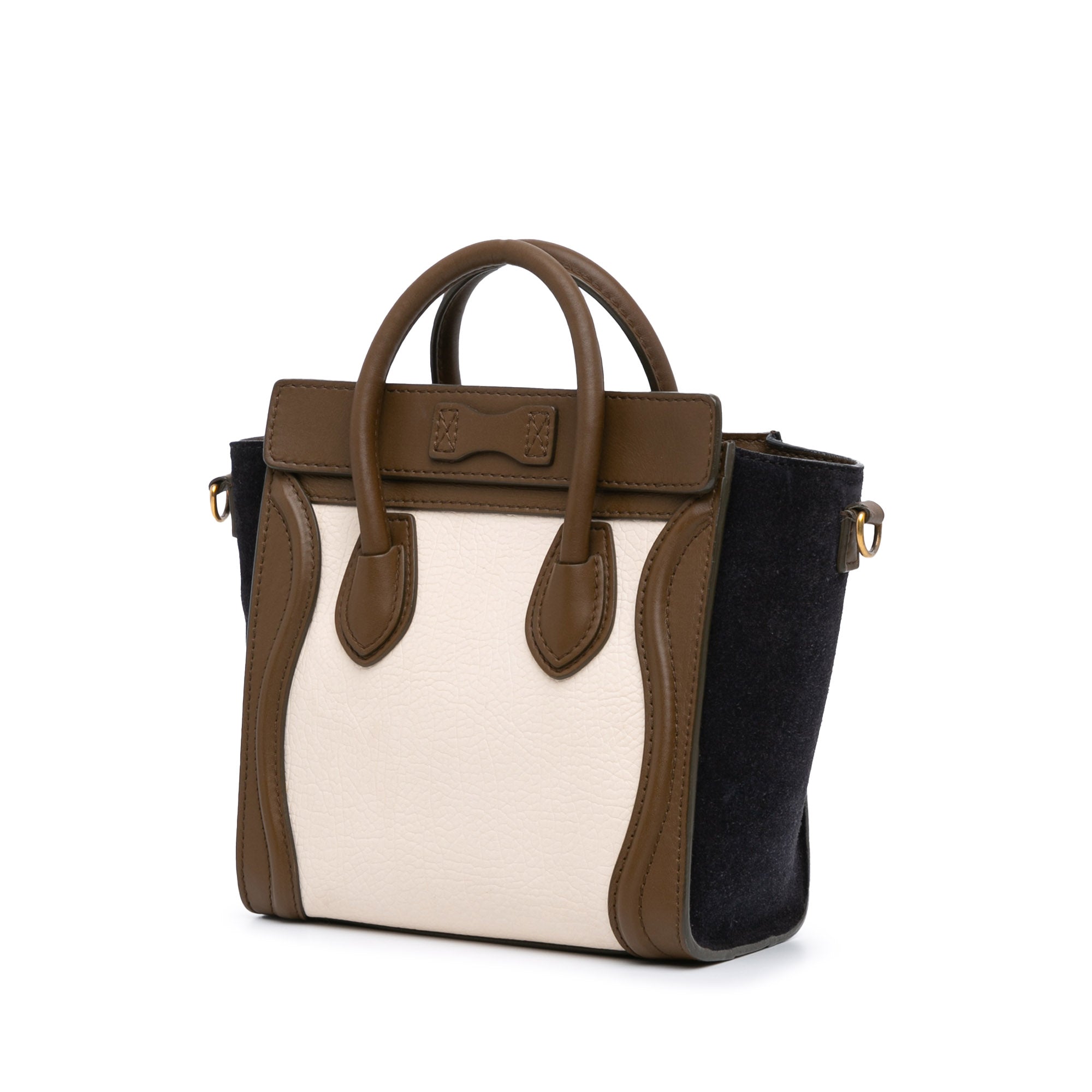 Celine Nano Tricolor Leather Luggage Tote In Brown