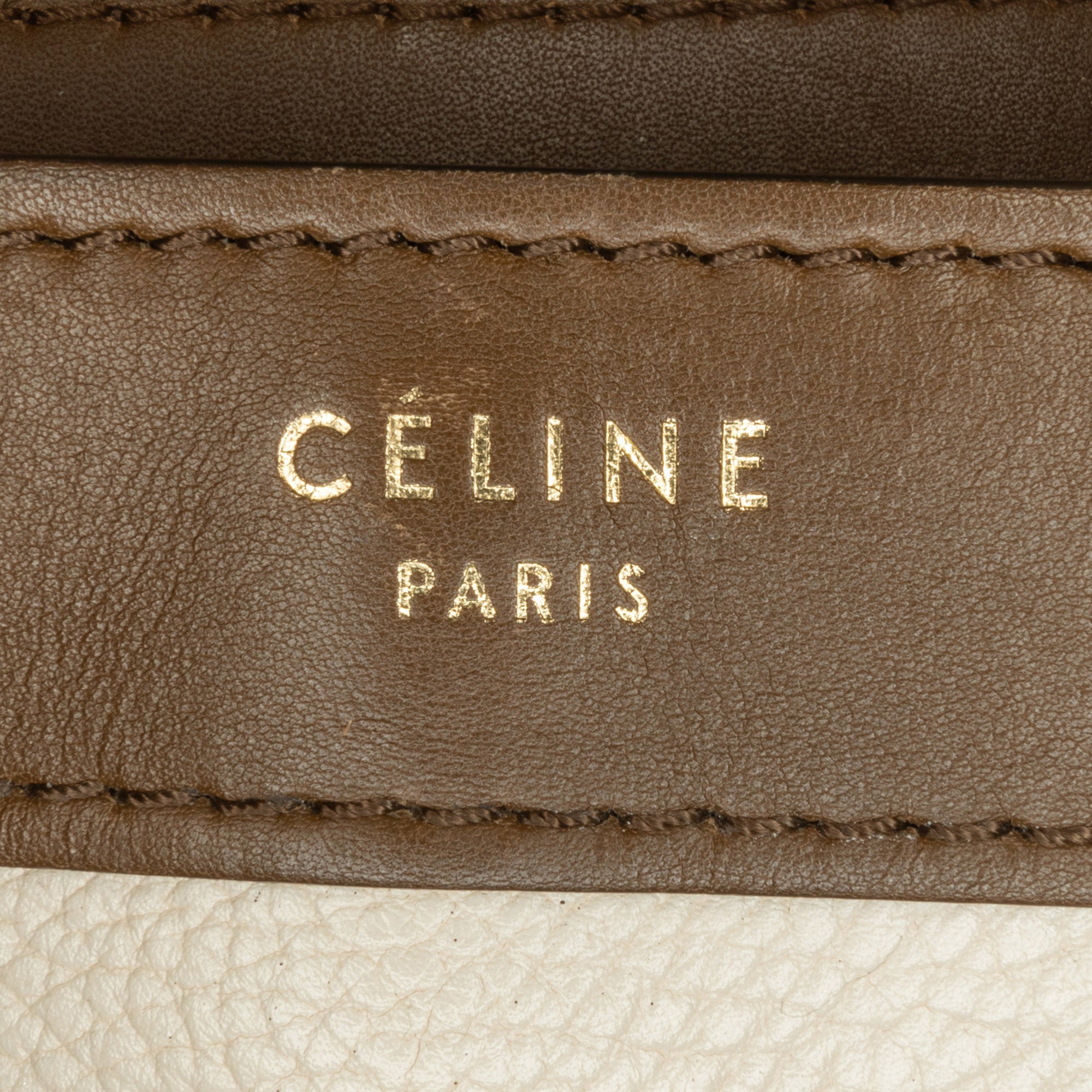 Celine Nano Tricolor Leather Luggage Tote In Brown