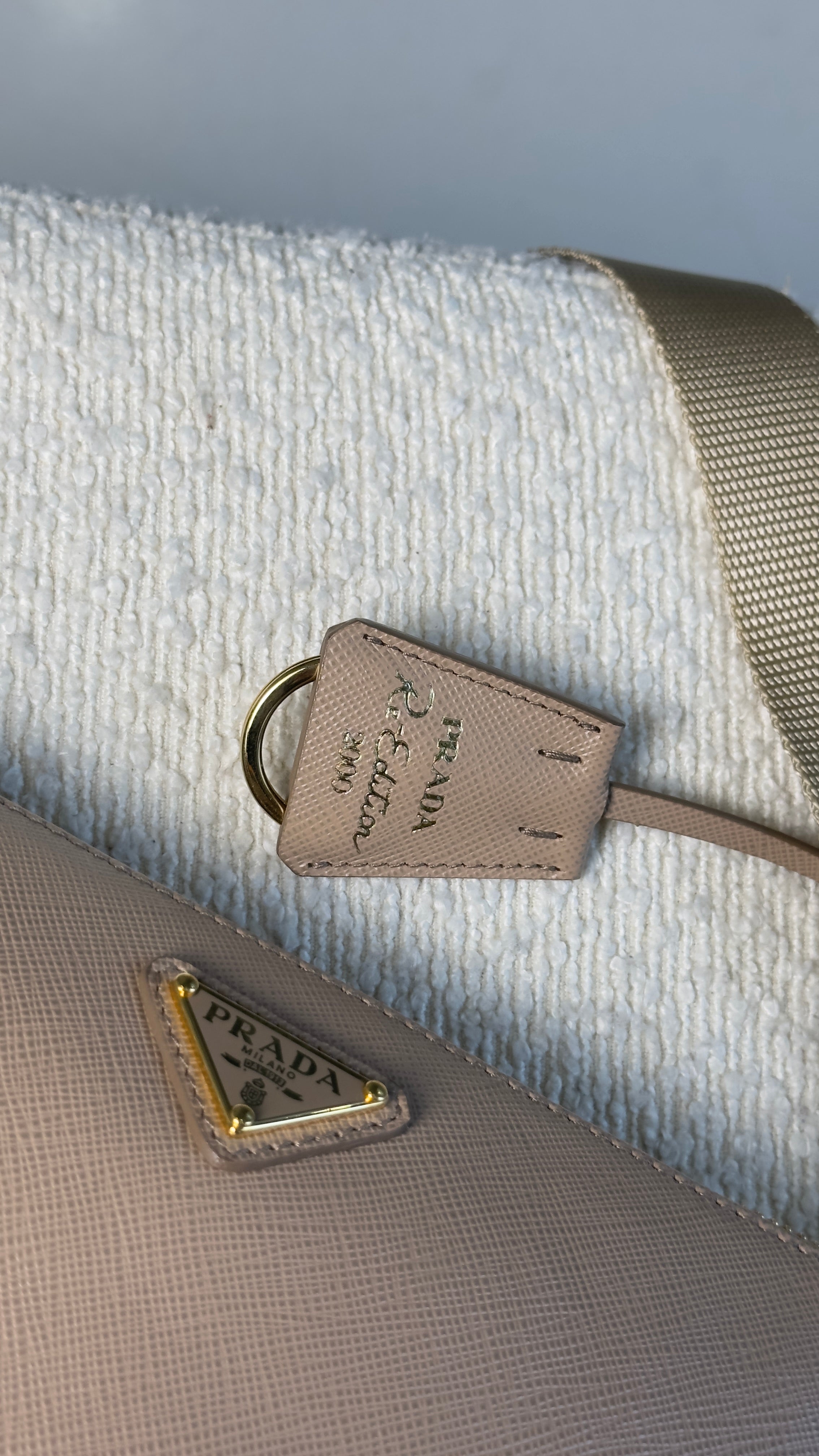 PRADA SAFFIANO LUX LEATHER RE-EDITION 2000 BAG IN BEIGE