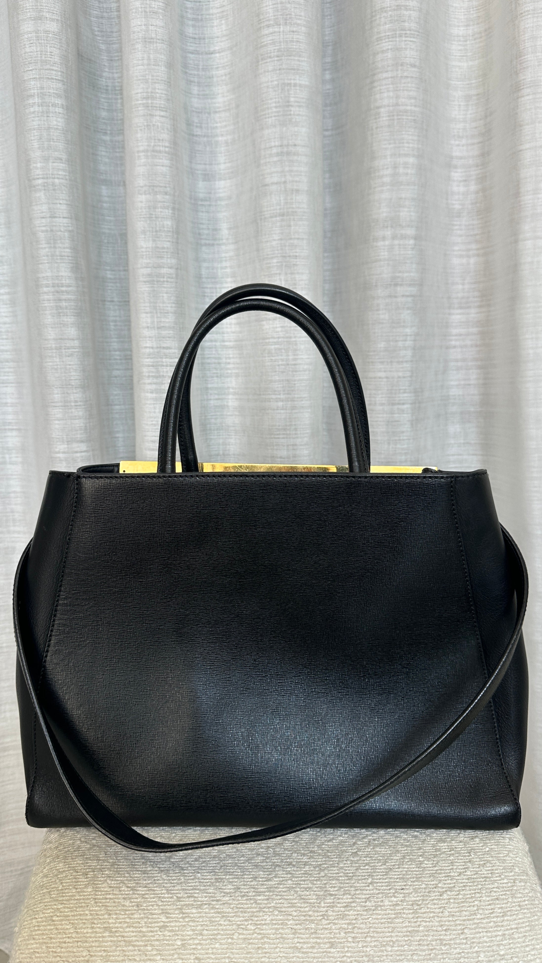 FENDI 2JOURS SAFFIANO LEATHER TOTE BAG - IN BLACK