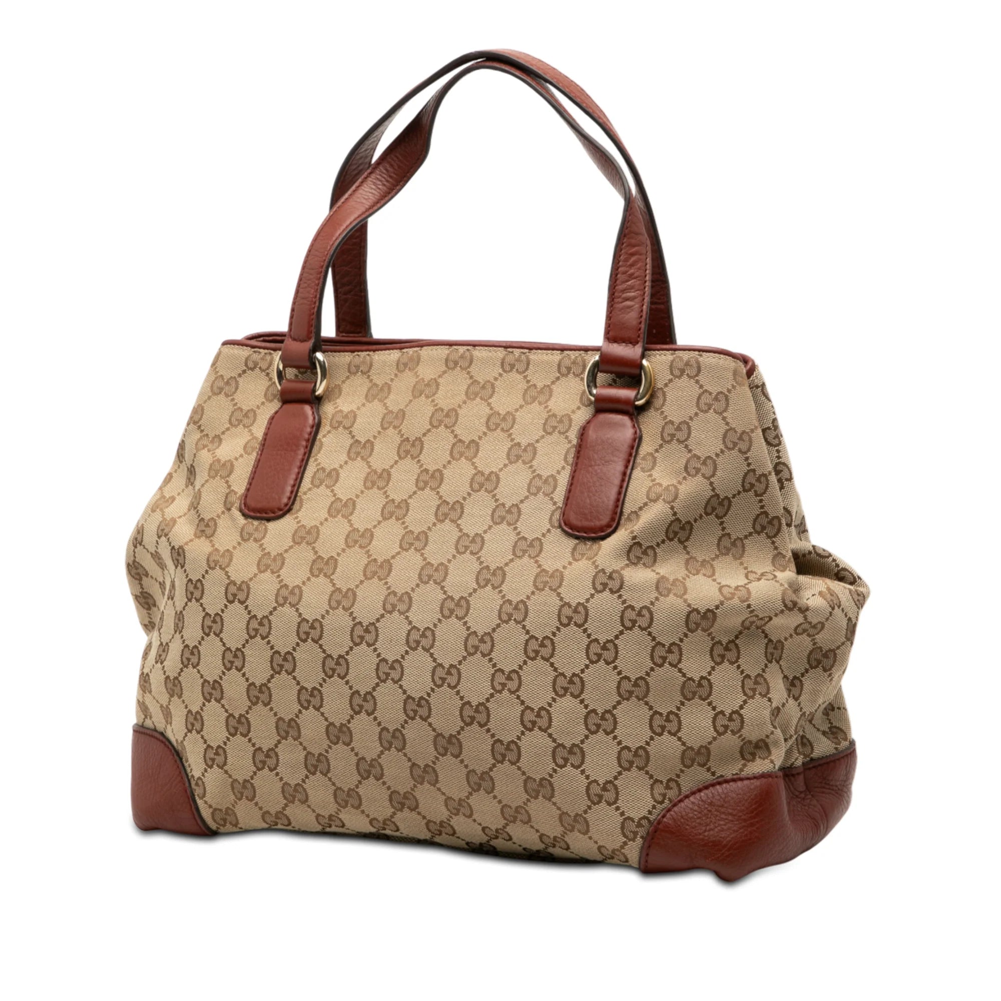 GUCCI GG CANVAS WEB DRESSAGE TOTE BAG IN BEIGE