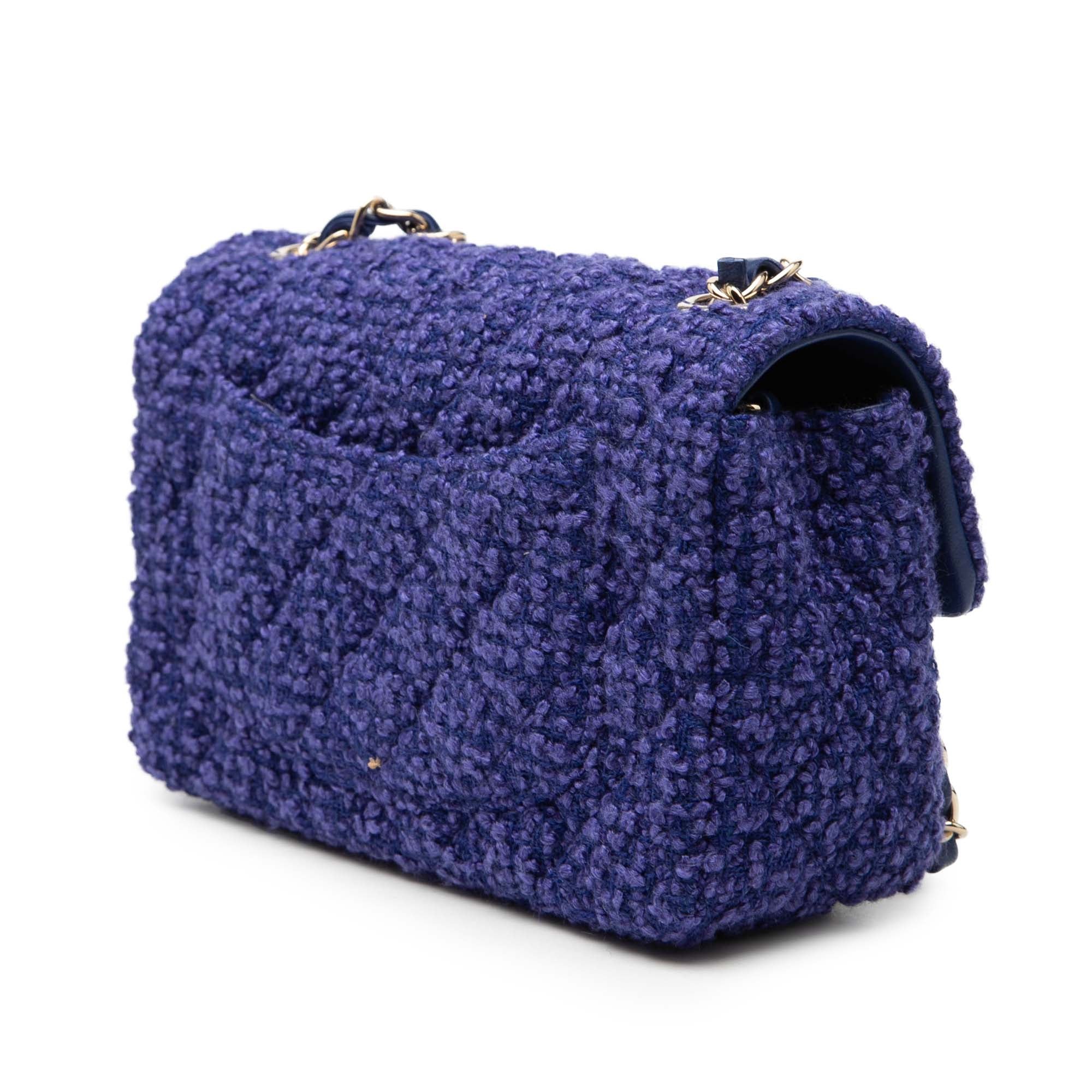 Chanel Mini Rectangular Classic Tweed Single Flap Blue