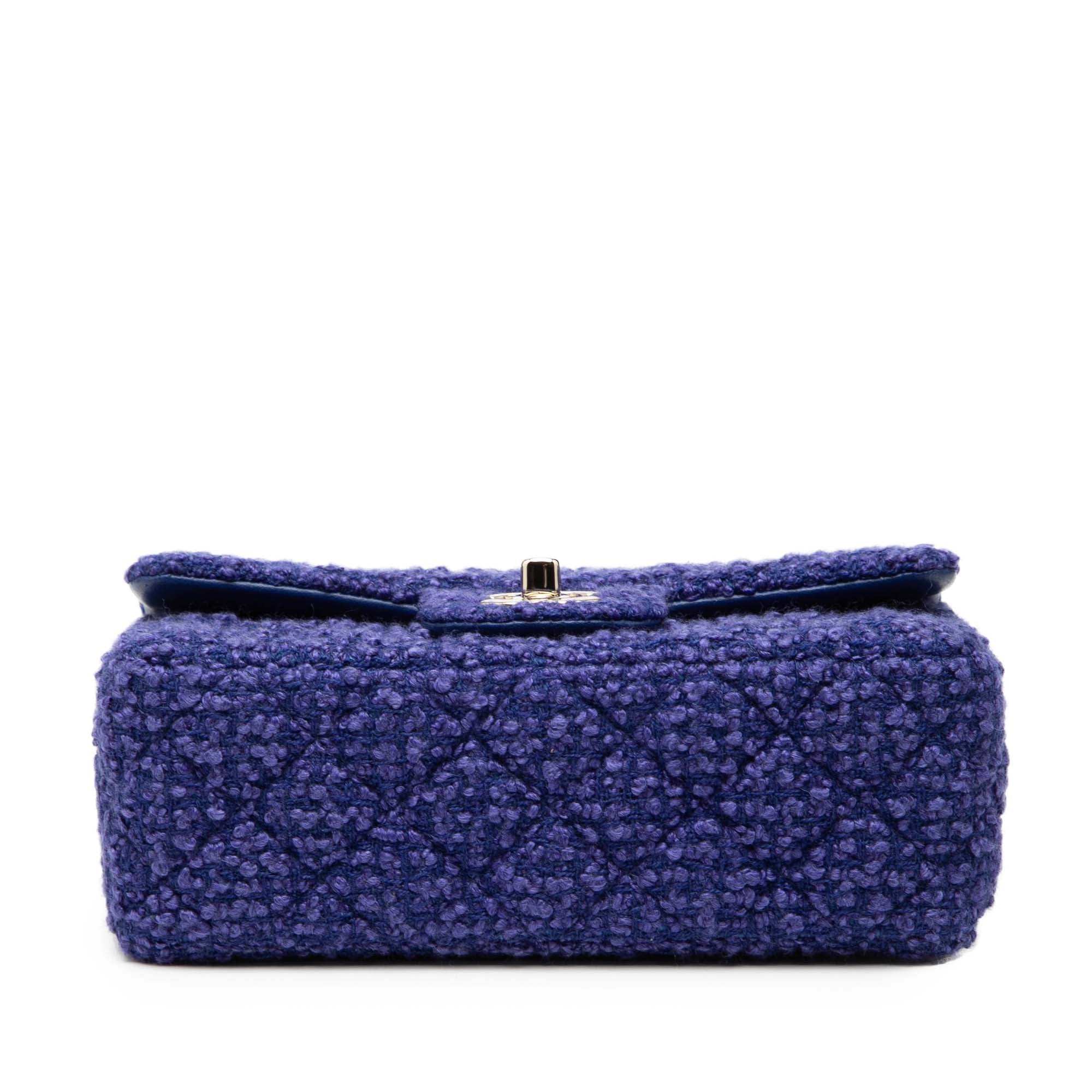 Chanel Mini Rectangular Classic Tweed Single Flap Blue
