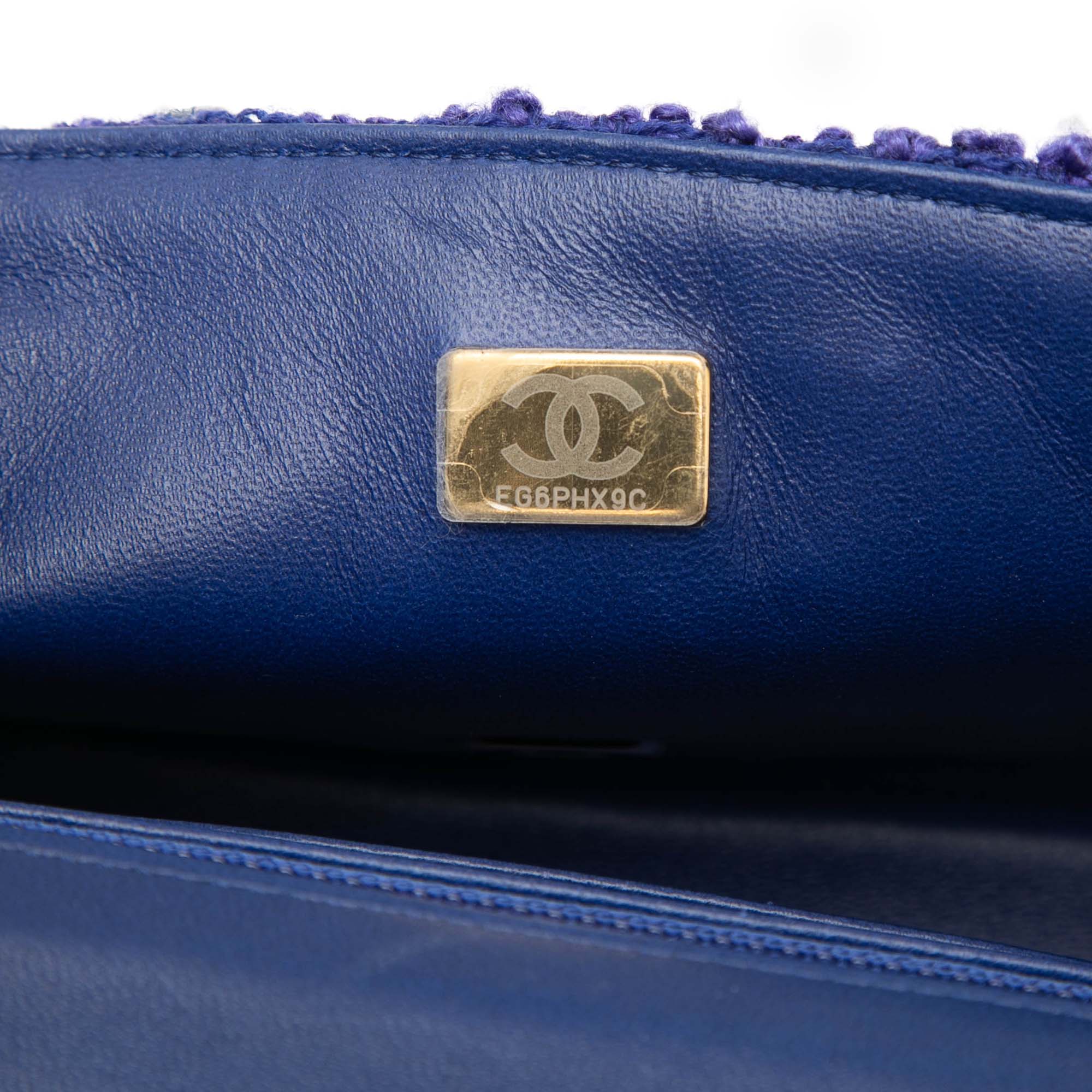 Chanel Mini Rectangular Classic Tweed Single Flap Blue