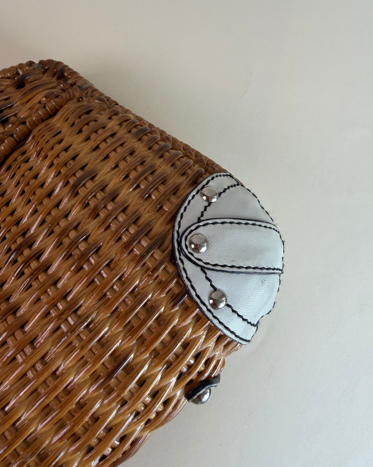 Salvatore Ferragamo Straw and Leather clutch