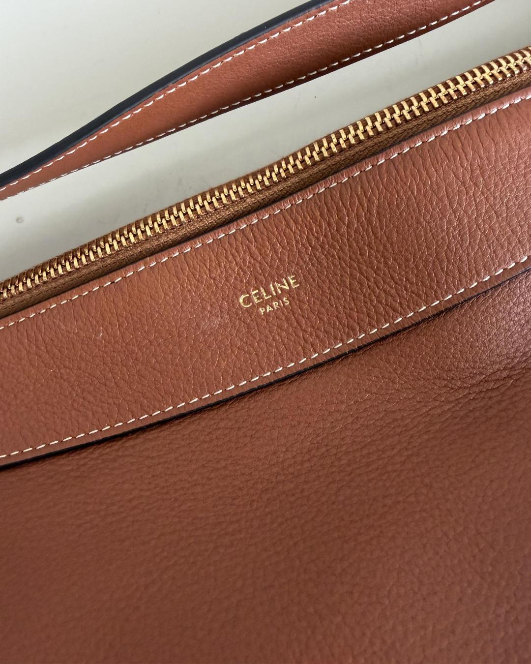 Celine Romy Tan Supple Calfskin in Camel with Gold Hardware